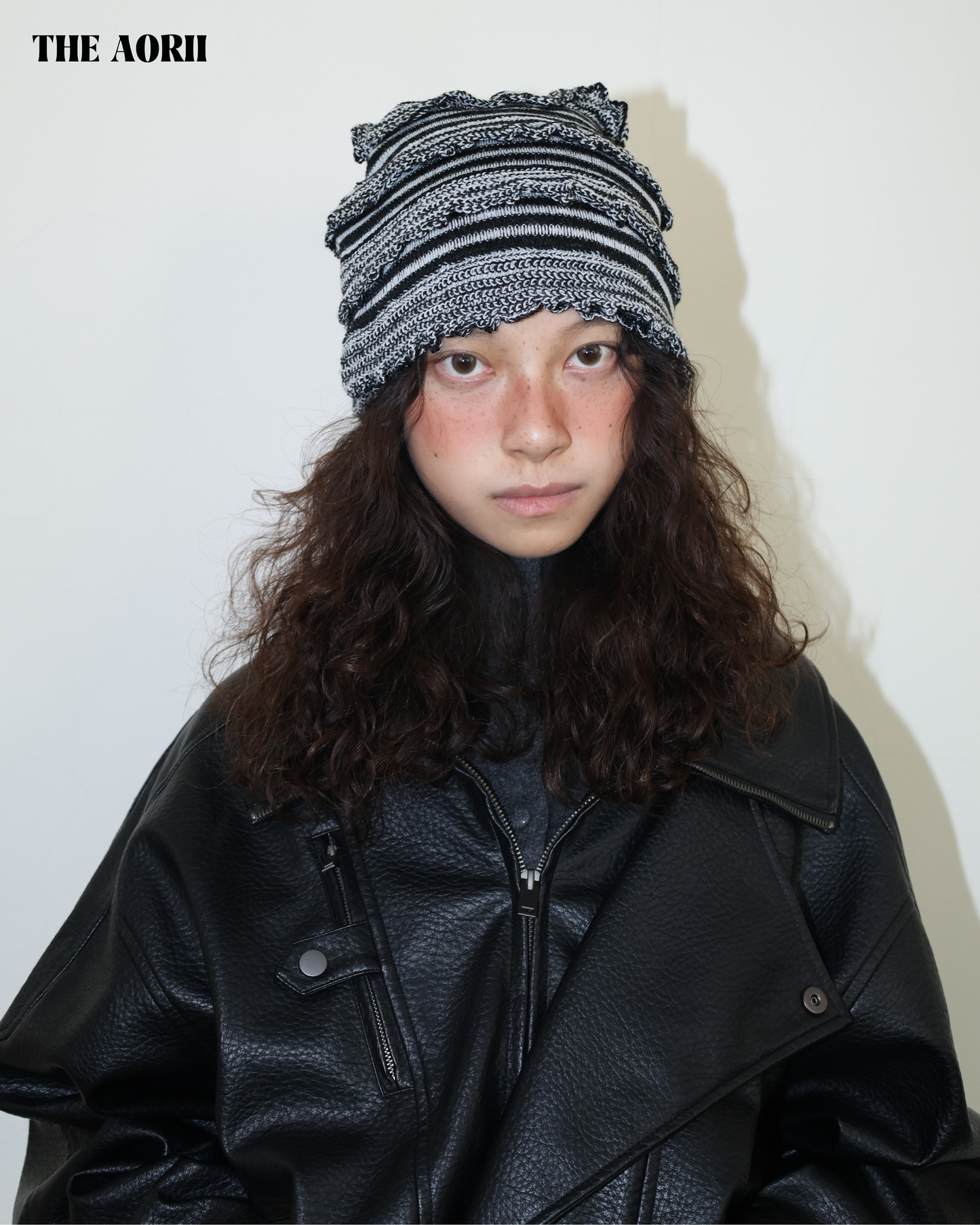 25274(3color) - 白 30%羊毛條紋針織帽