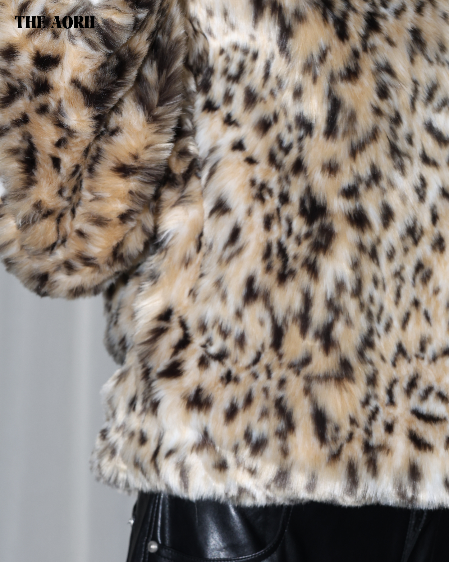 25234 - 豹子女士立領環保皮草外套