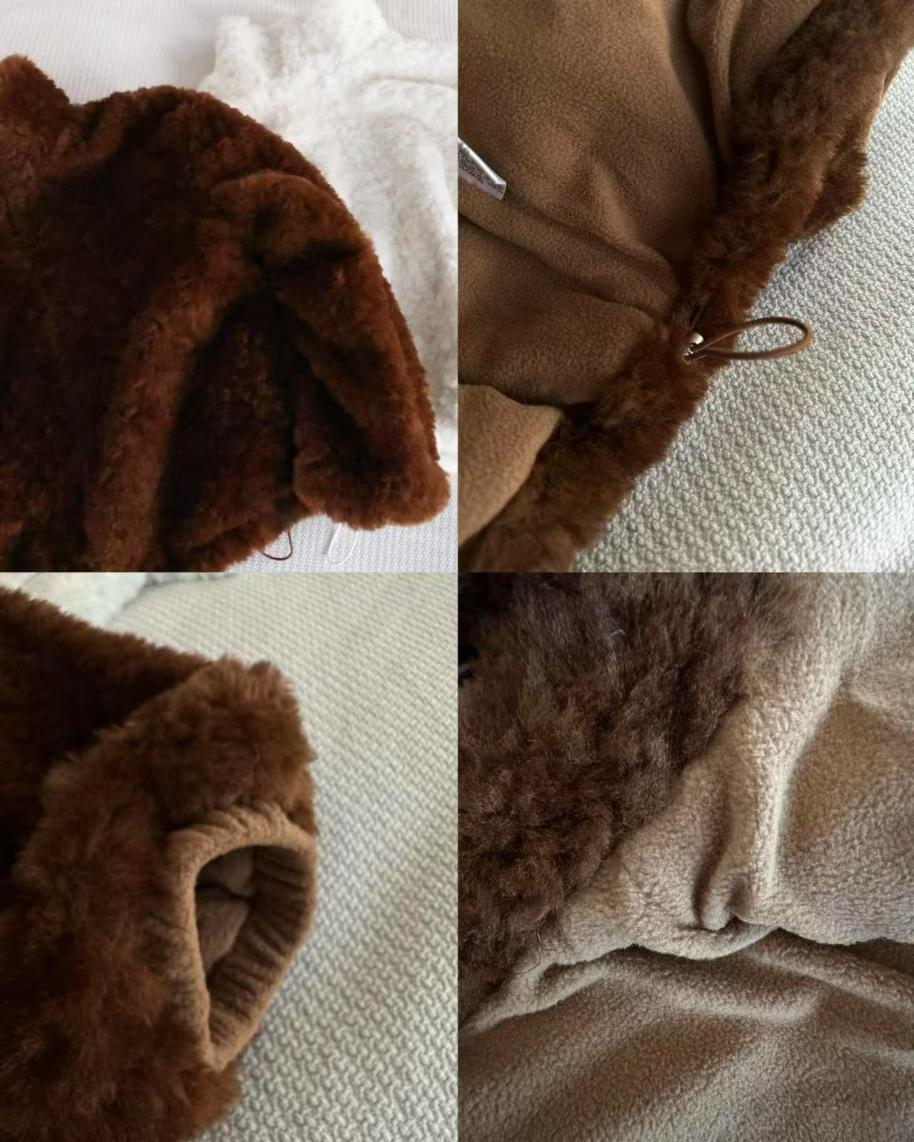 25008(2color) - 焦糖棕 小Q毛立領毛毛抽繩外套