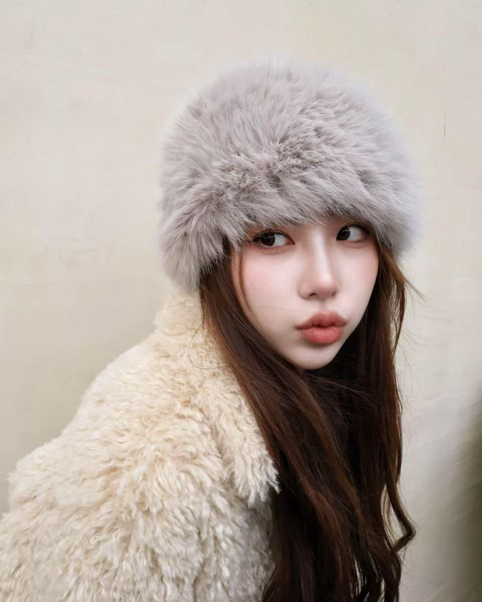 25040(6color) - 灰"大頭圍"6色 I 毛毛蒙古帽