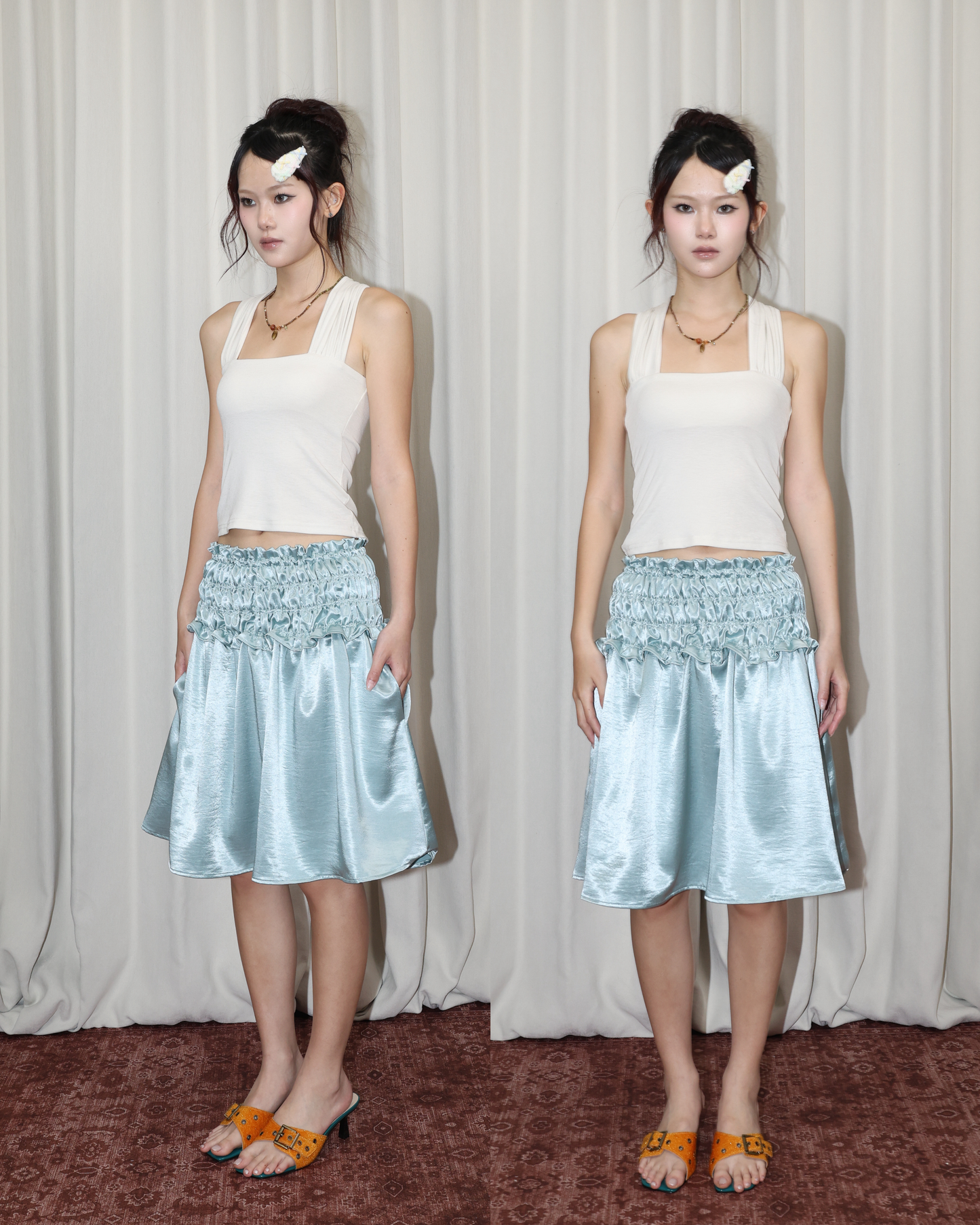 26056(2color) - 米 正反兩穿金屬扣修身背心