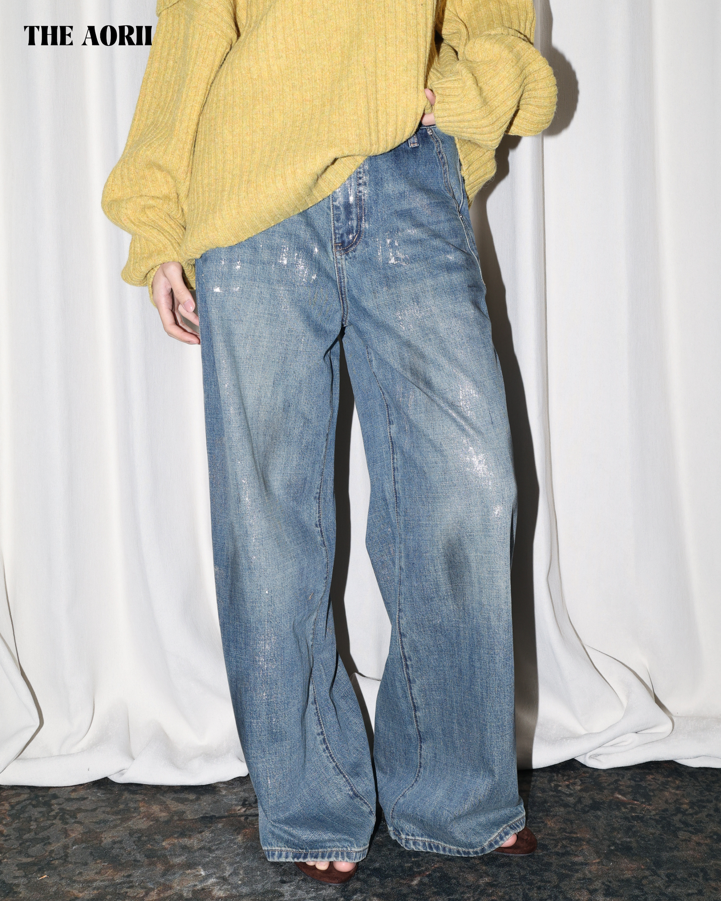 25253 - 刷色直筒牛仔褲