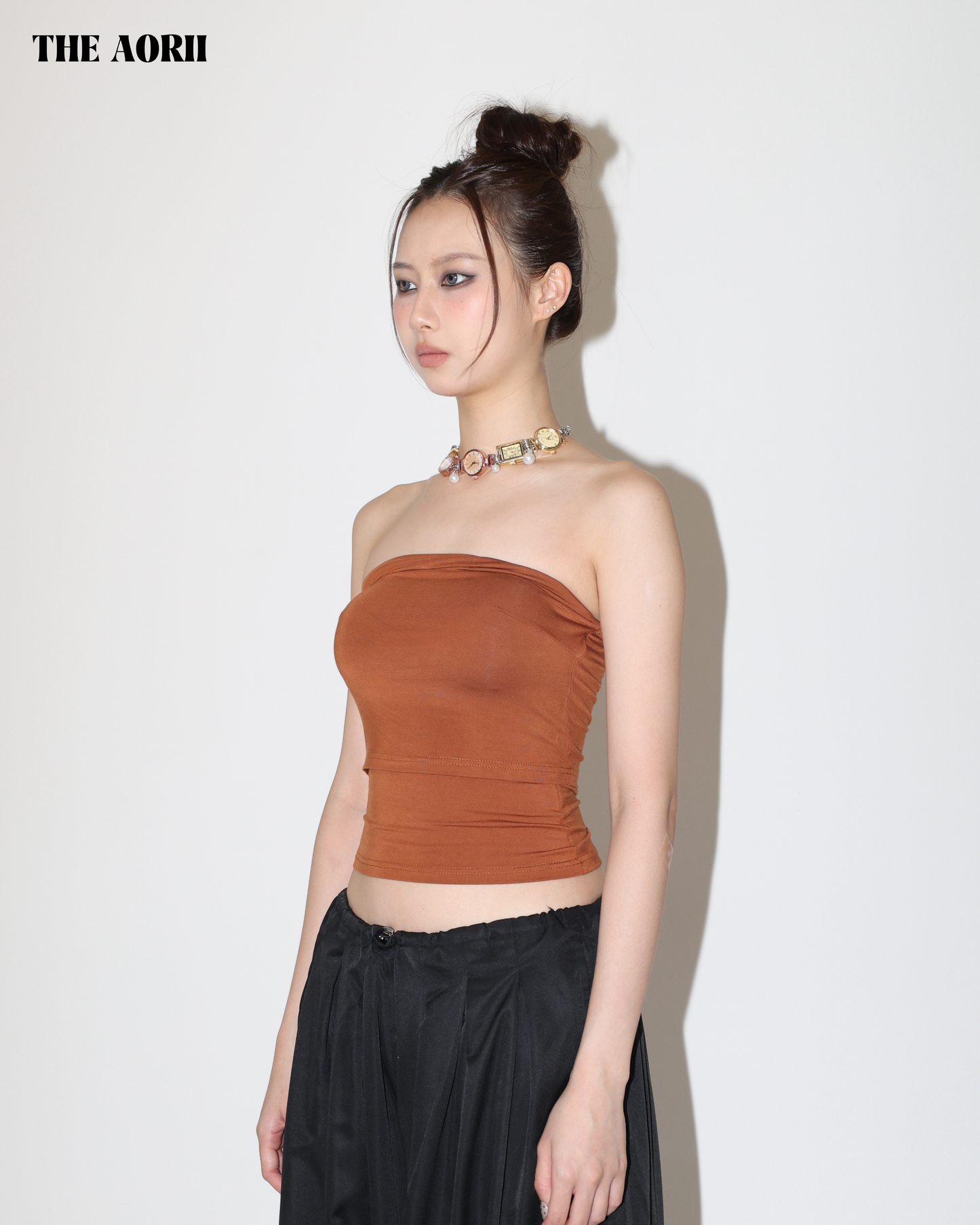 25184(2color) - 髒橘 不規則反折Bra Top