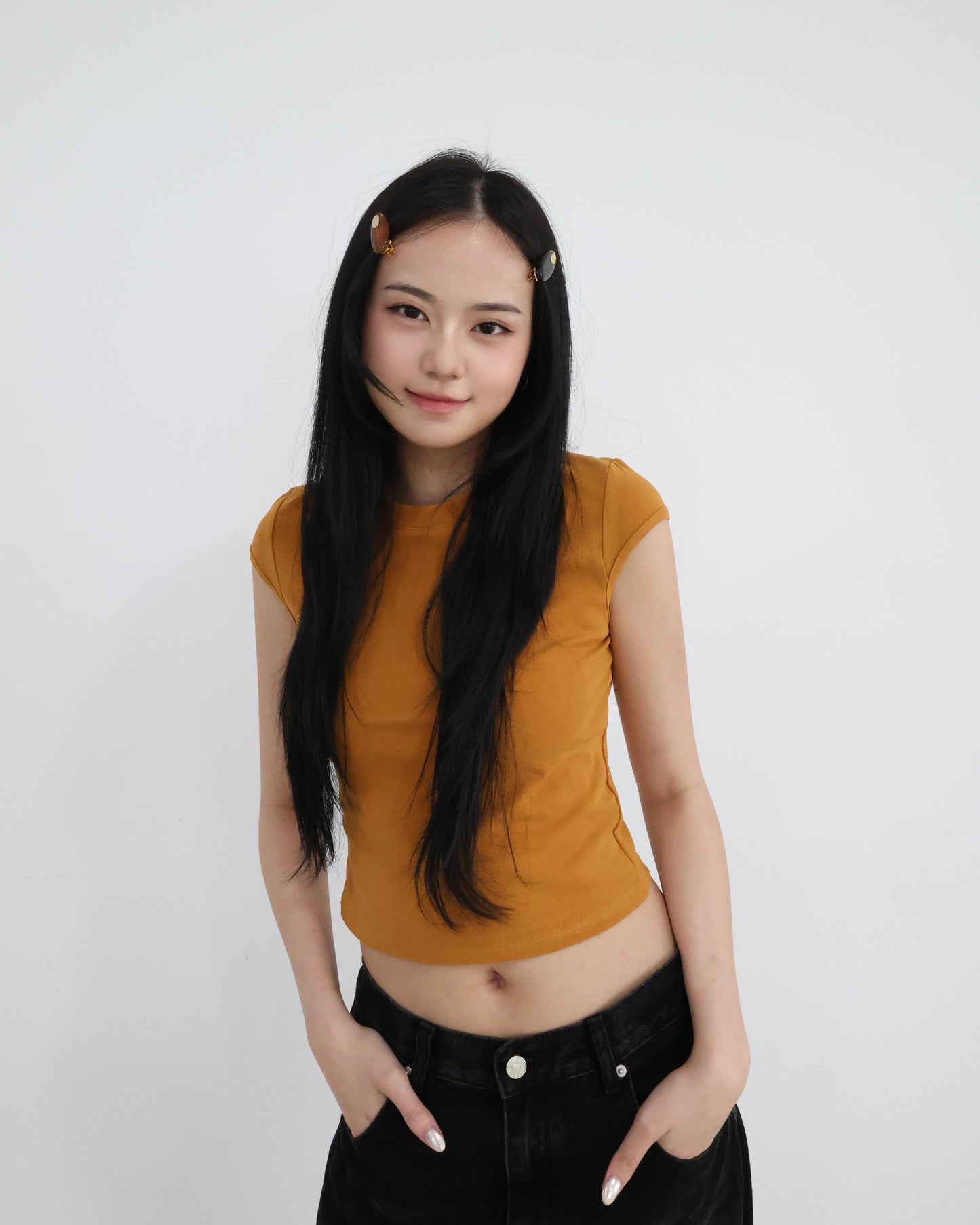 25051(6color) - 焦糖 圓領正肩短袖上衣
