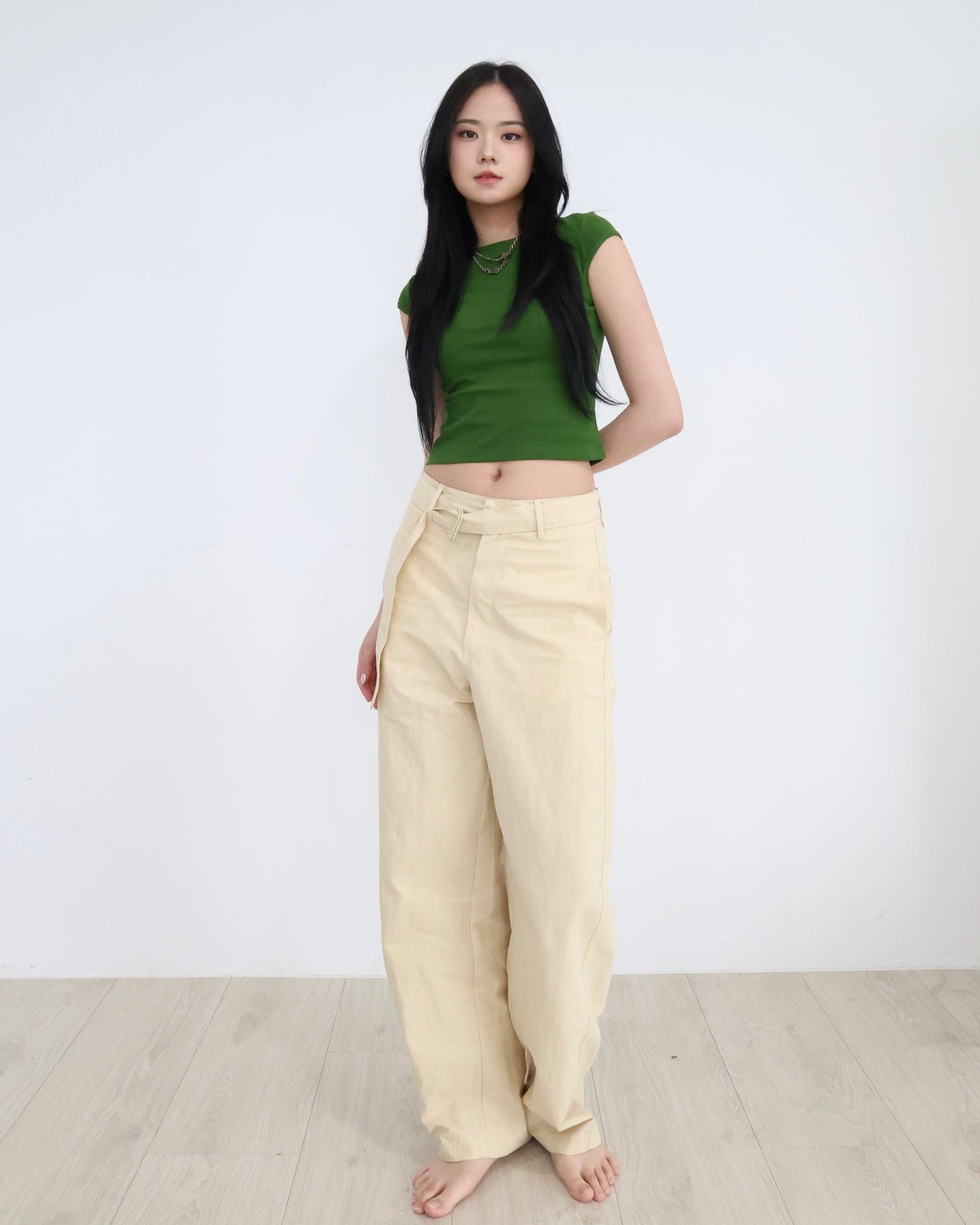 25051(6color) - 綠 圓領正肩短袖上衣