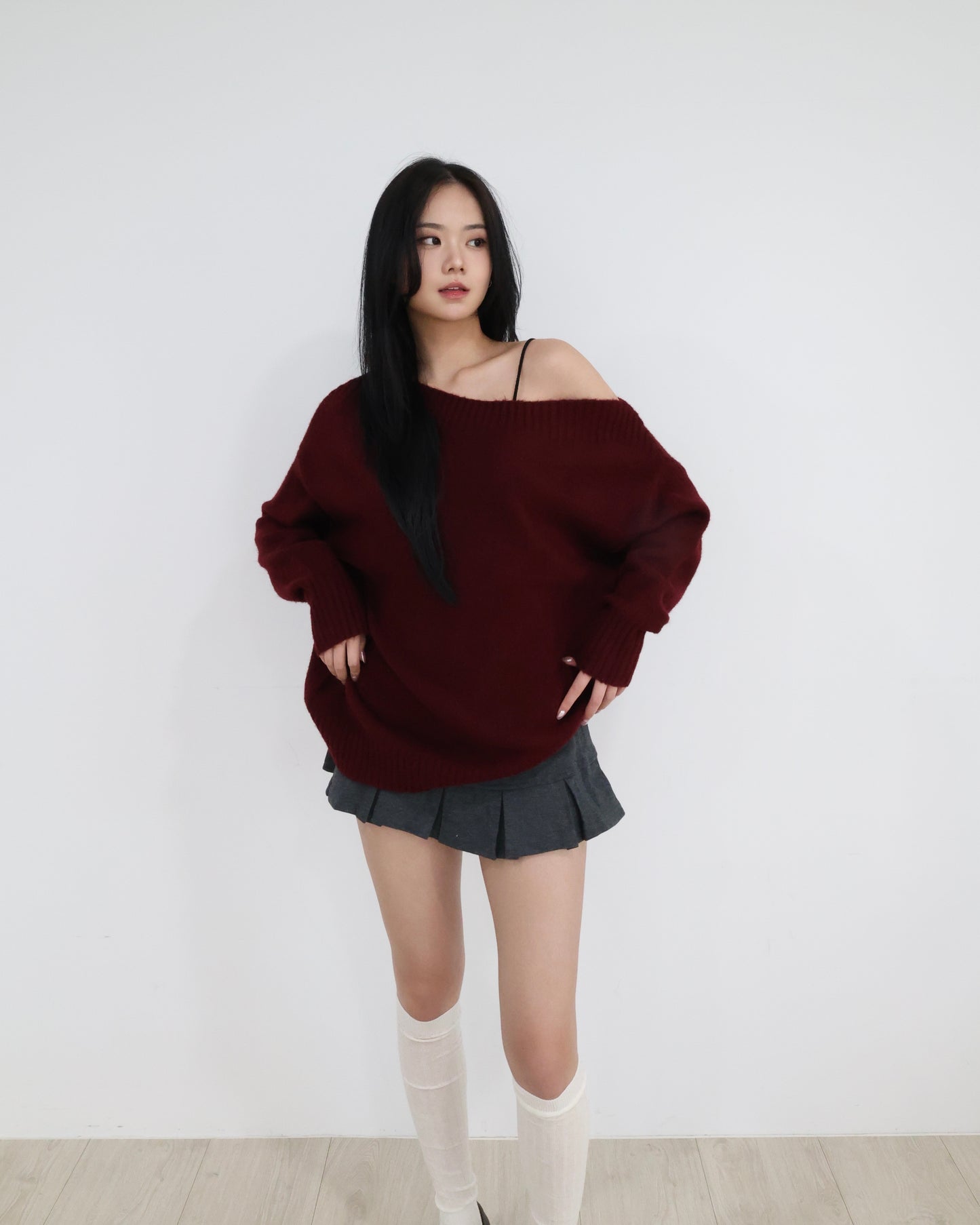 25075 - 斜肩長袖毛衣