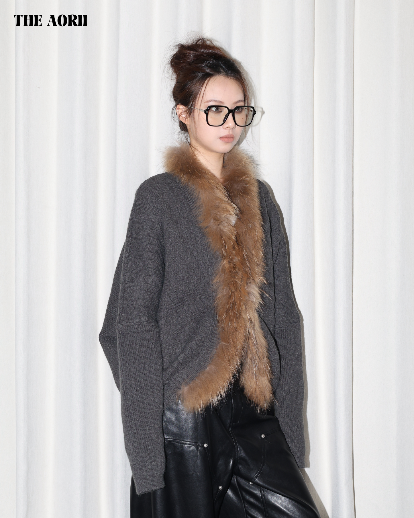 25268 - 毛毛蝙蝠袖針織外套