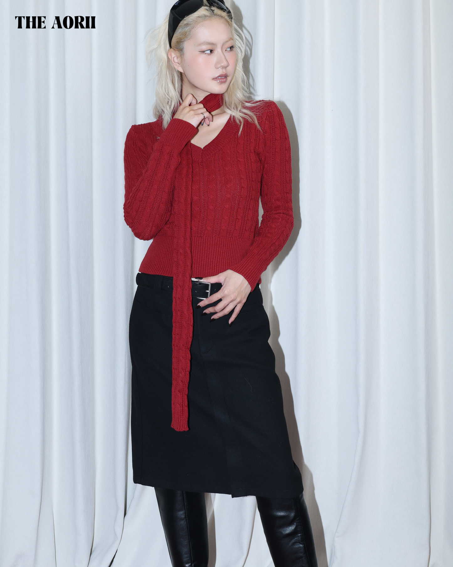 26015 - 30%羊毛中長裙（附皮帶）