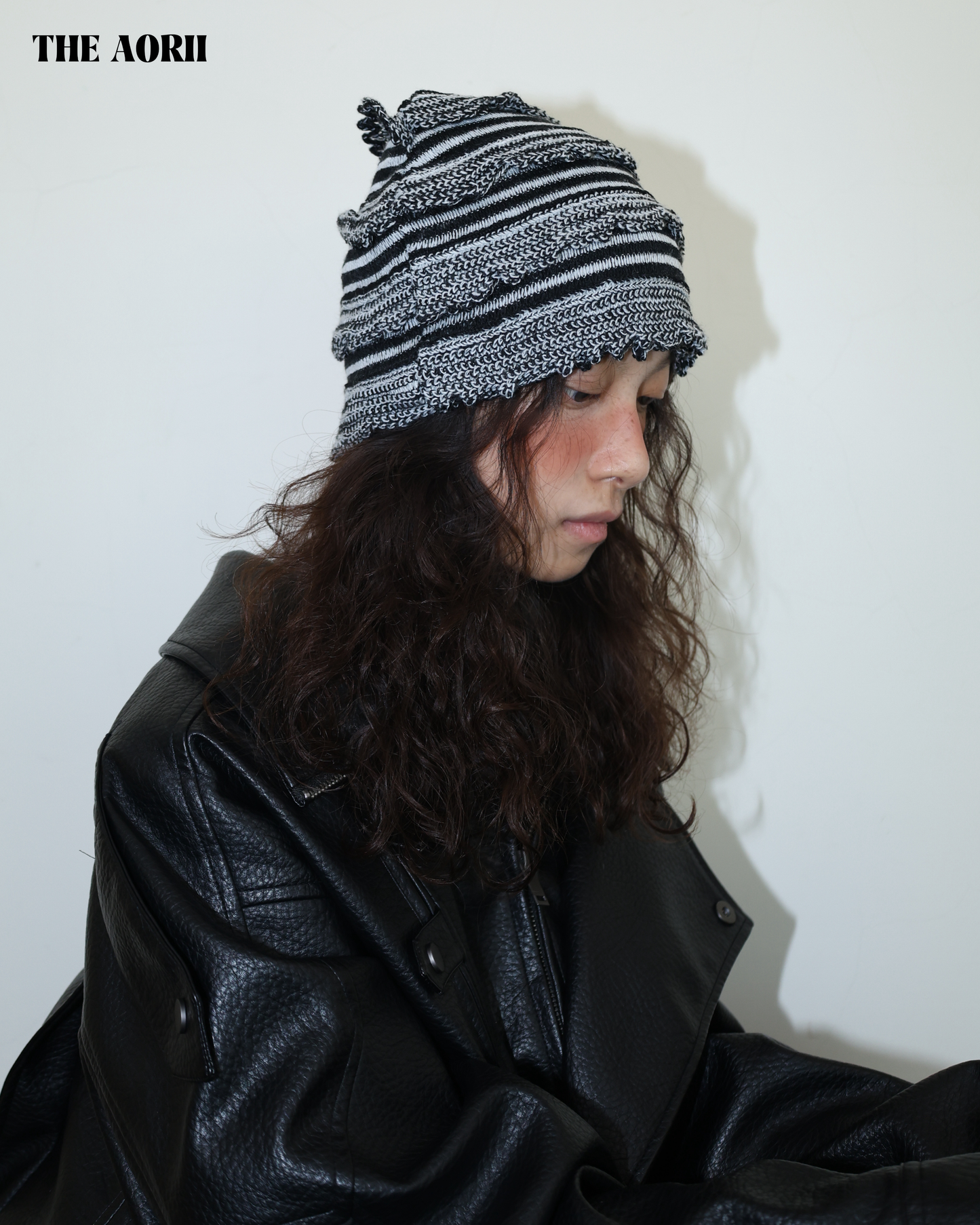 25274(3color) - 白 30%羊毛條紋針織帽