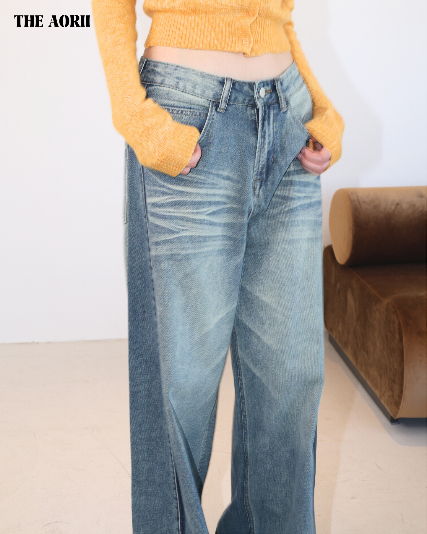 25255 - 中腰寬直筒落地牛仔褲