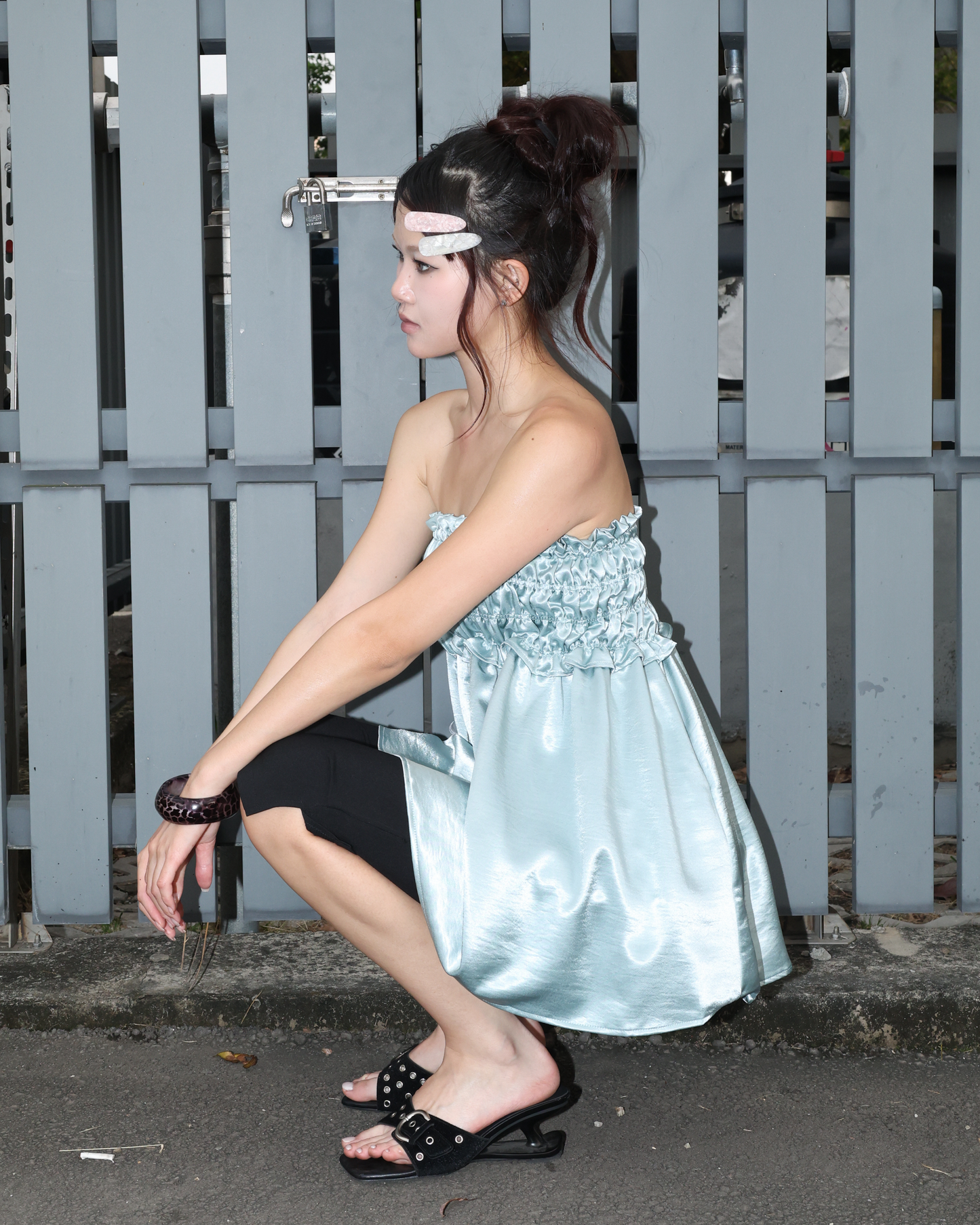 26035 - 兩穿抓皺緞面上衣&中裙