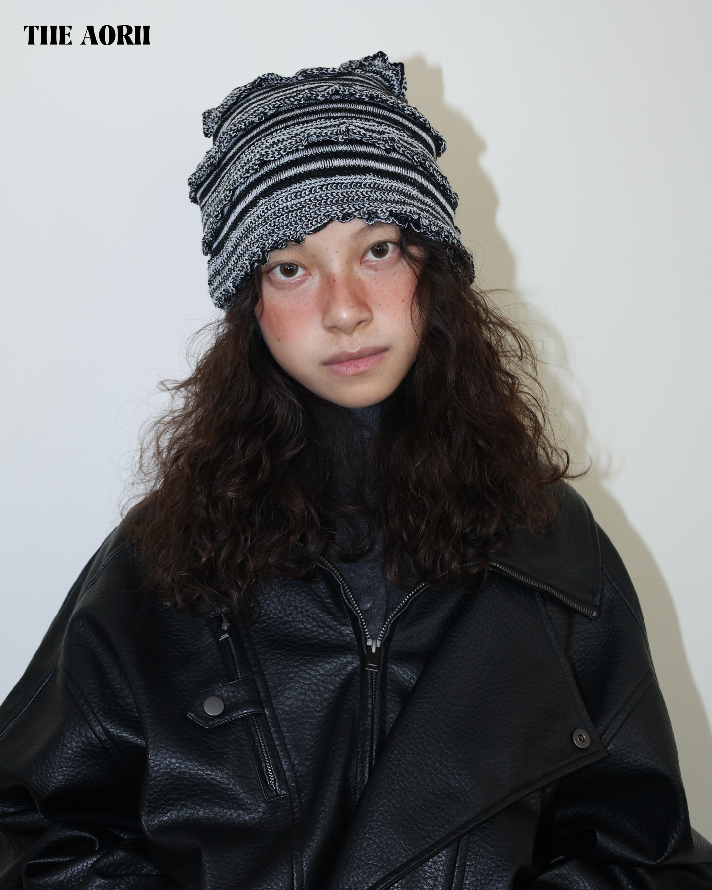 25274(3color) - 白 30%羊毛條紋針織帽