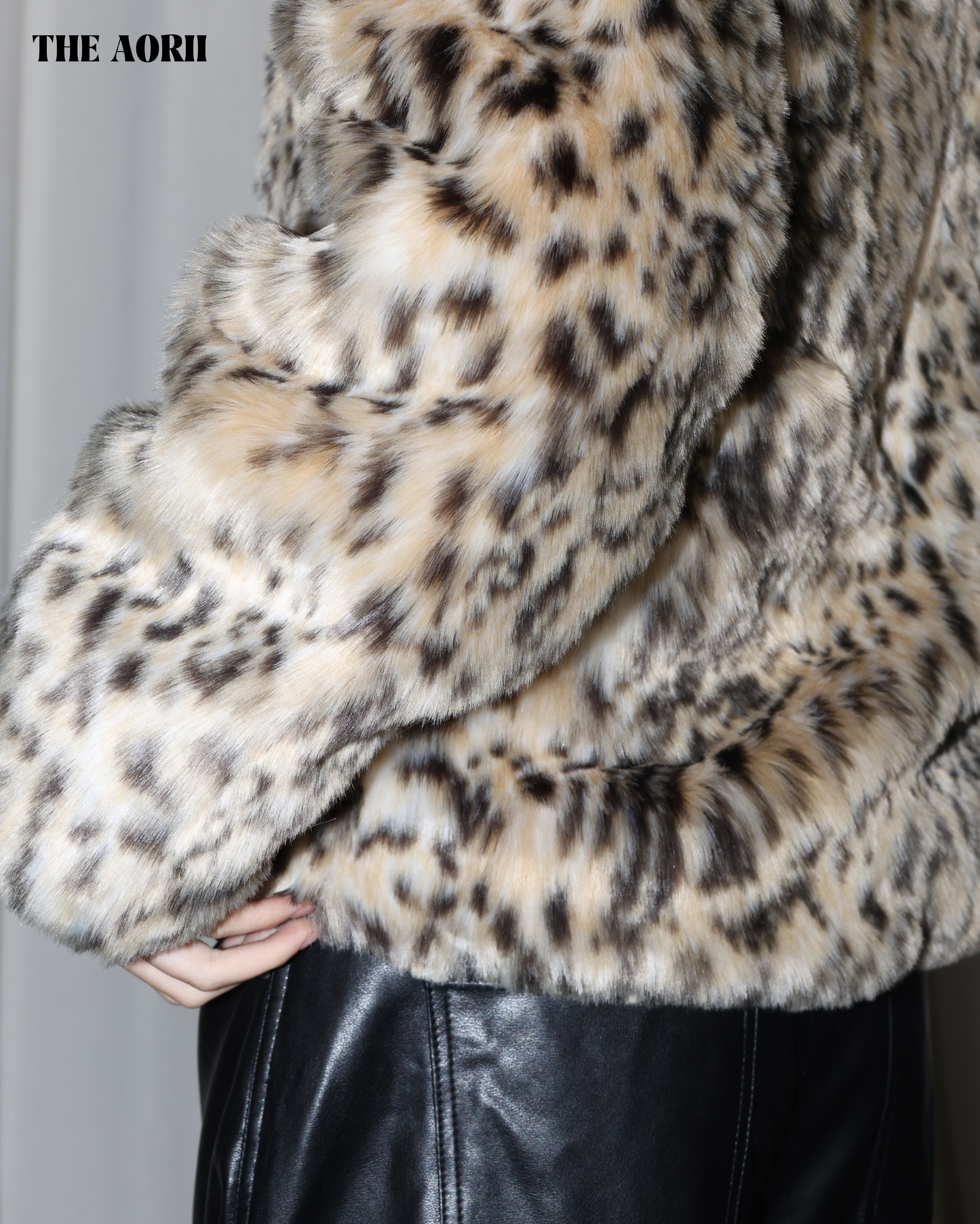 25234 - 豹子女士立領環保皮草外套