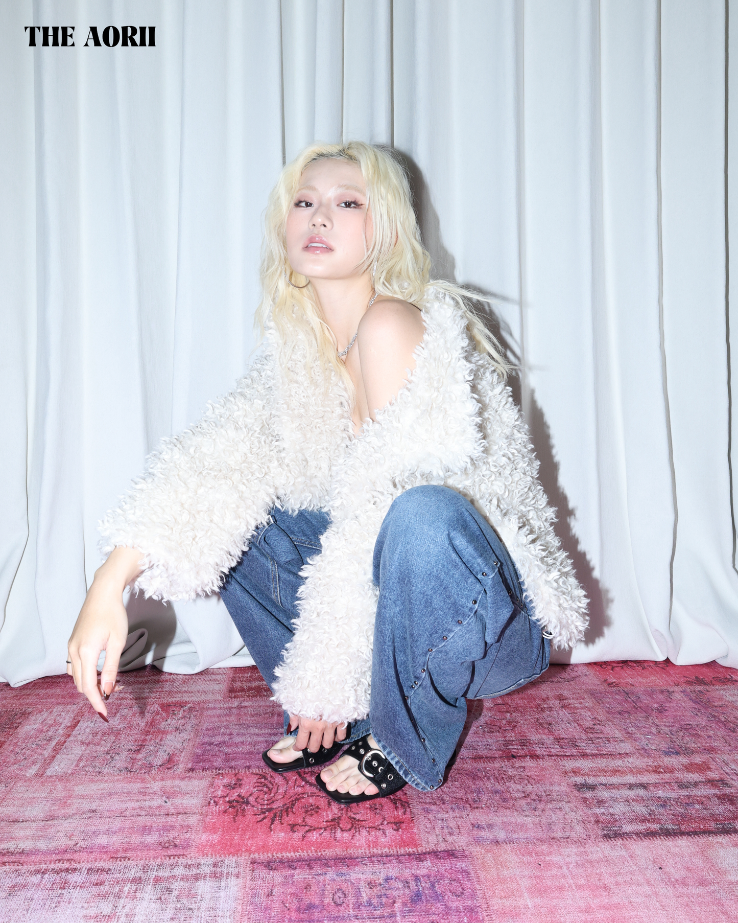 KR25010(2color) - 杏 "正韓"小卷毛立領外套