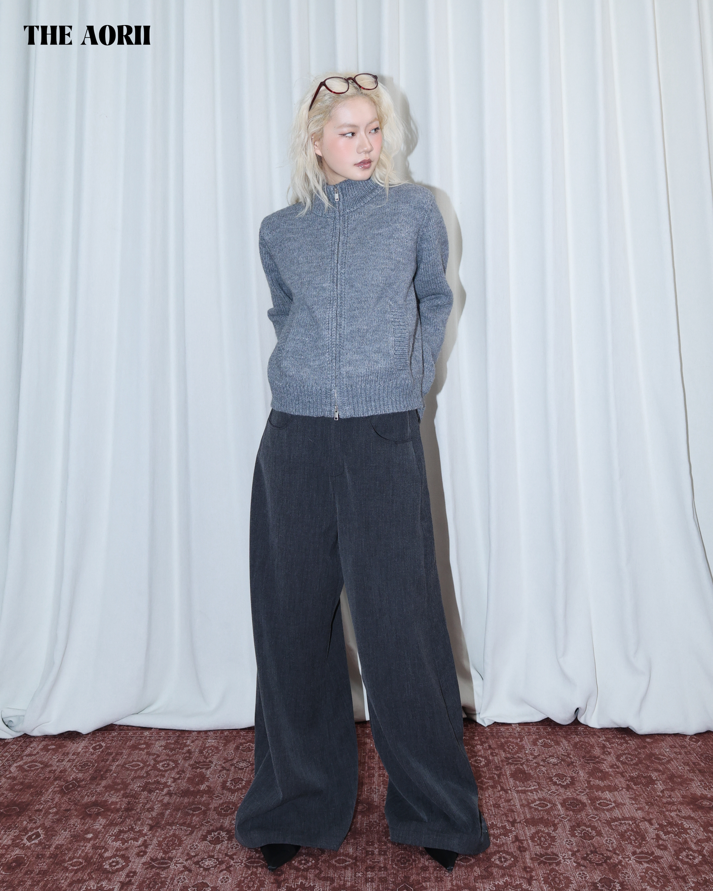 26024 (2color) - 灰 15%羊毛立領拉鍊外套