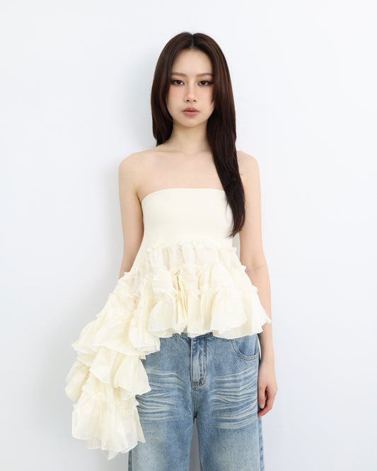 25080(2color) - 杏 兩穿抹胸蛋糕短裙