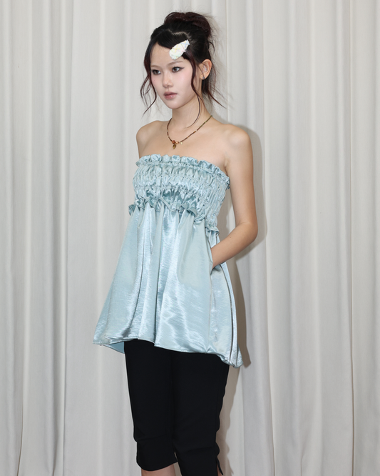 26035 - 兩穿抓皺緞面上衣&中裙