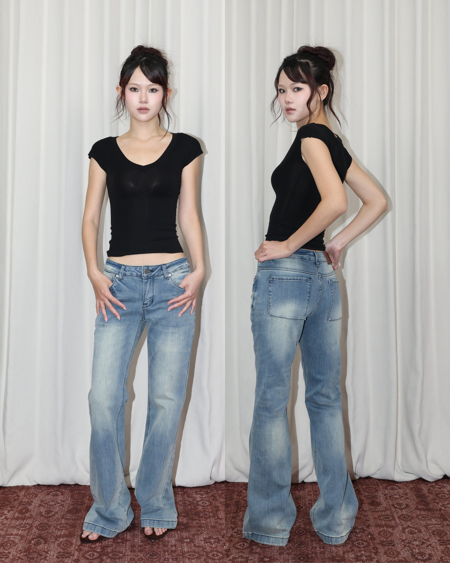 26058 - Ｖ領緊身短袖上衣