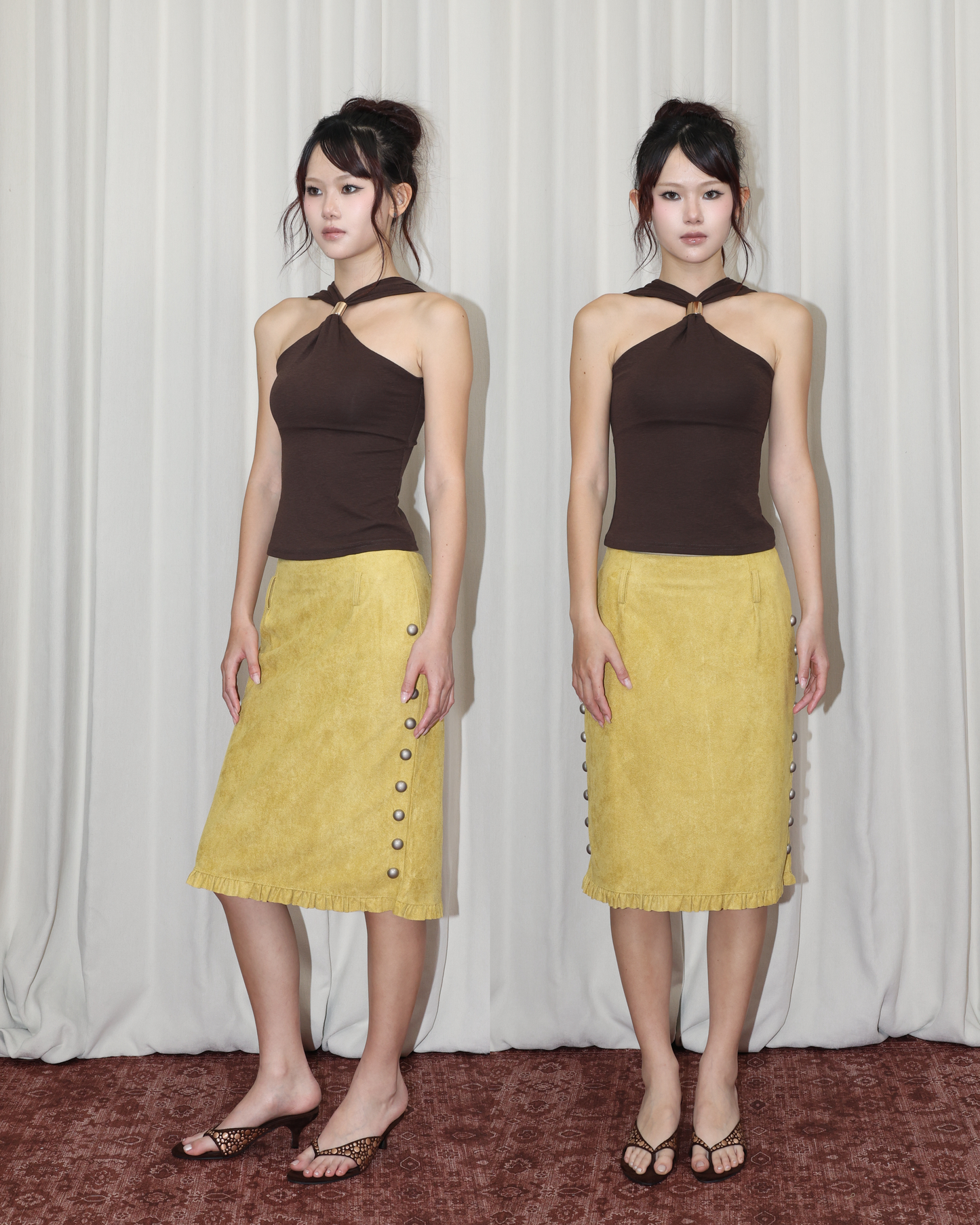 26056(2color) - 棕 正反兩穿金屬扣修身背心