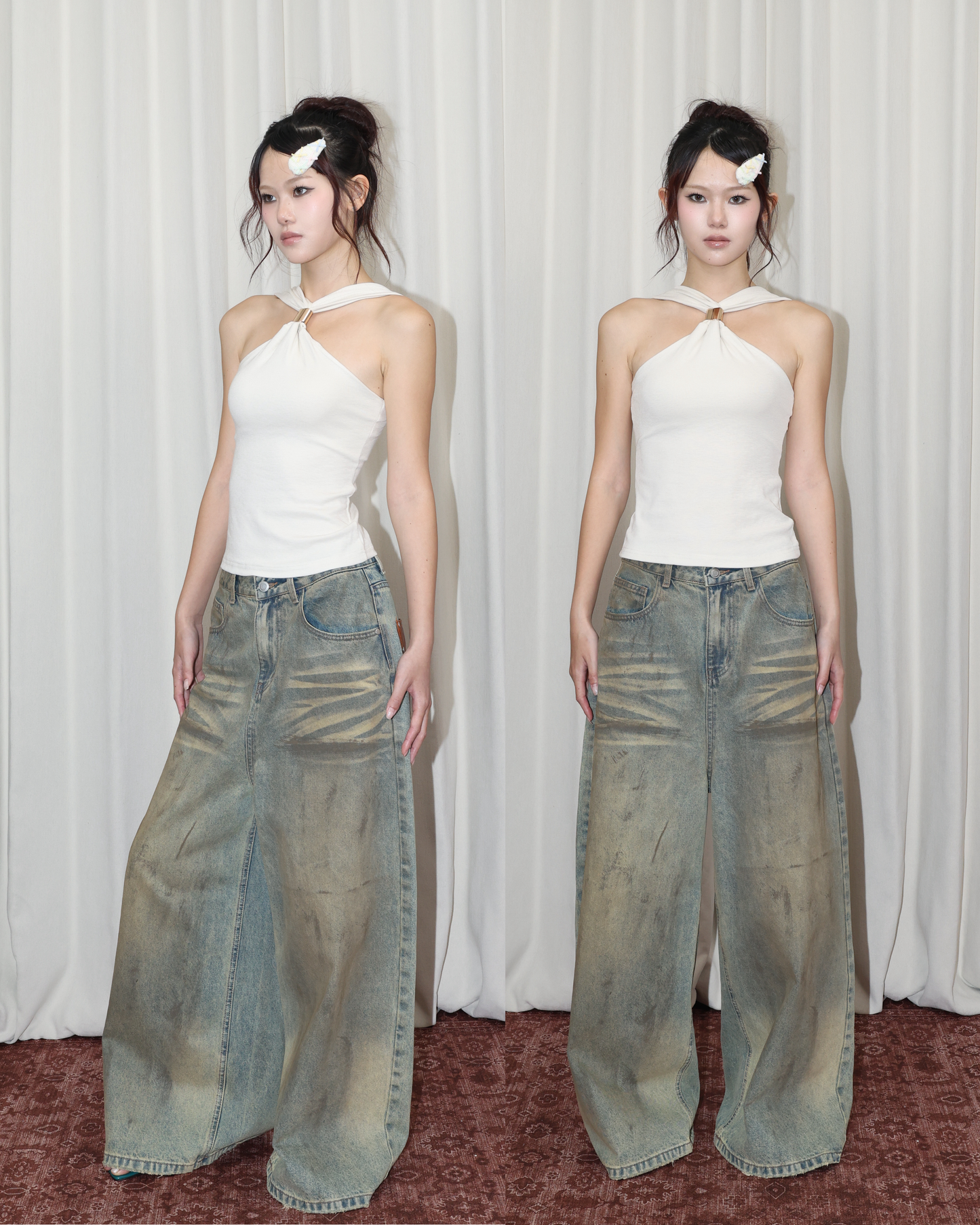 26056(2color) - 米 正反兩穿金屬扣修身背心