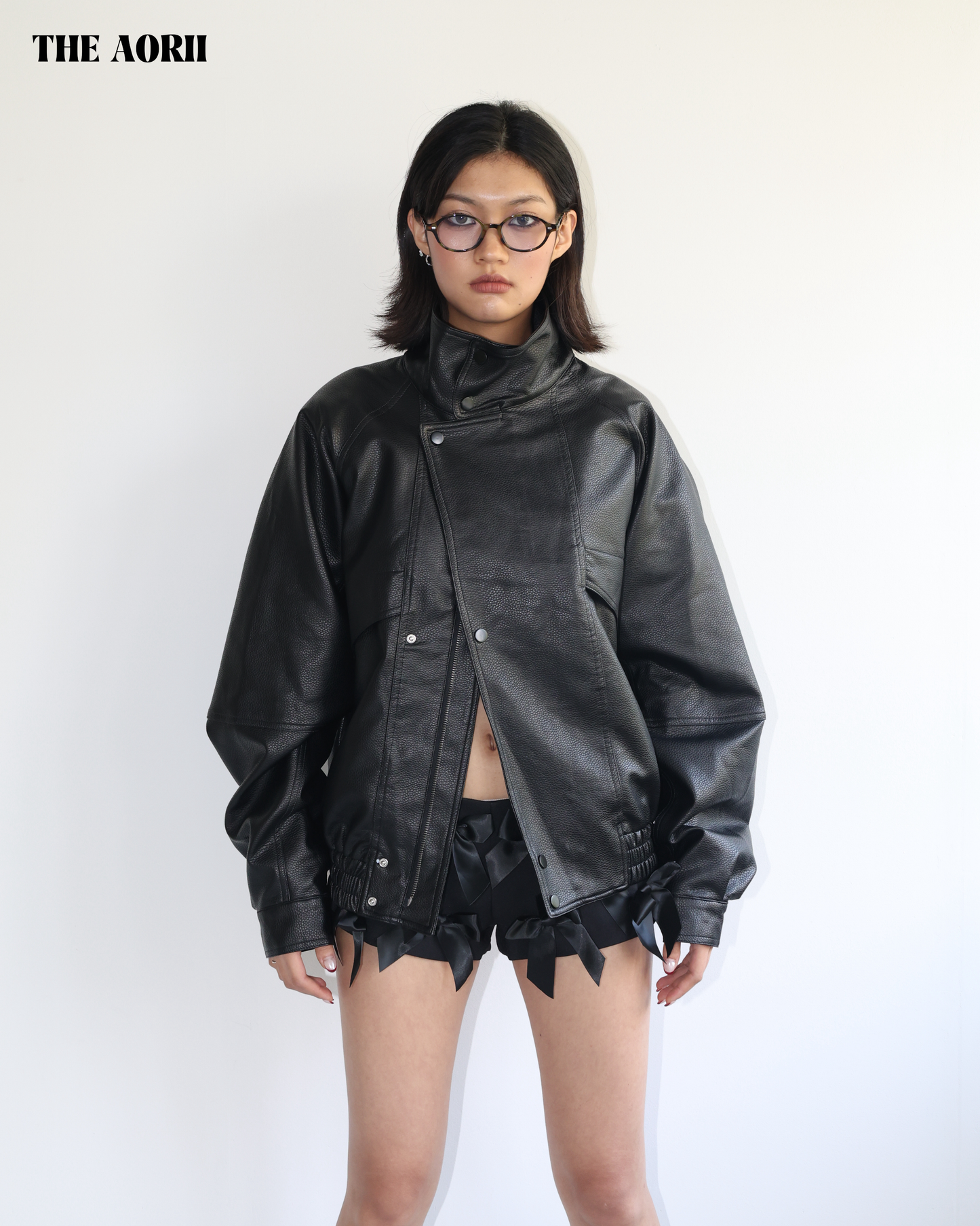 25249 - 立領皮革外套