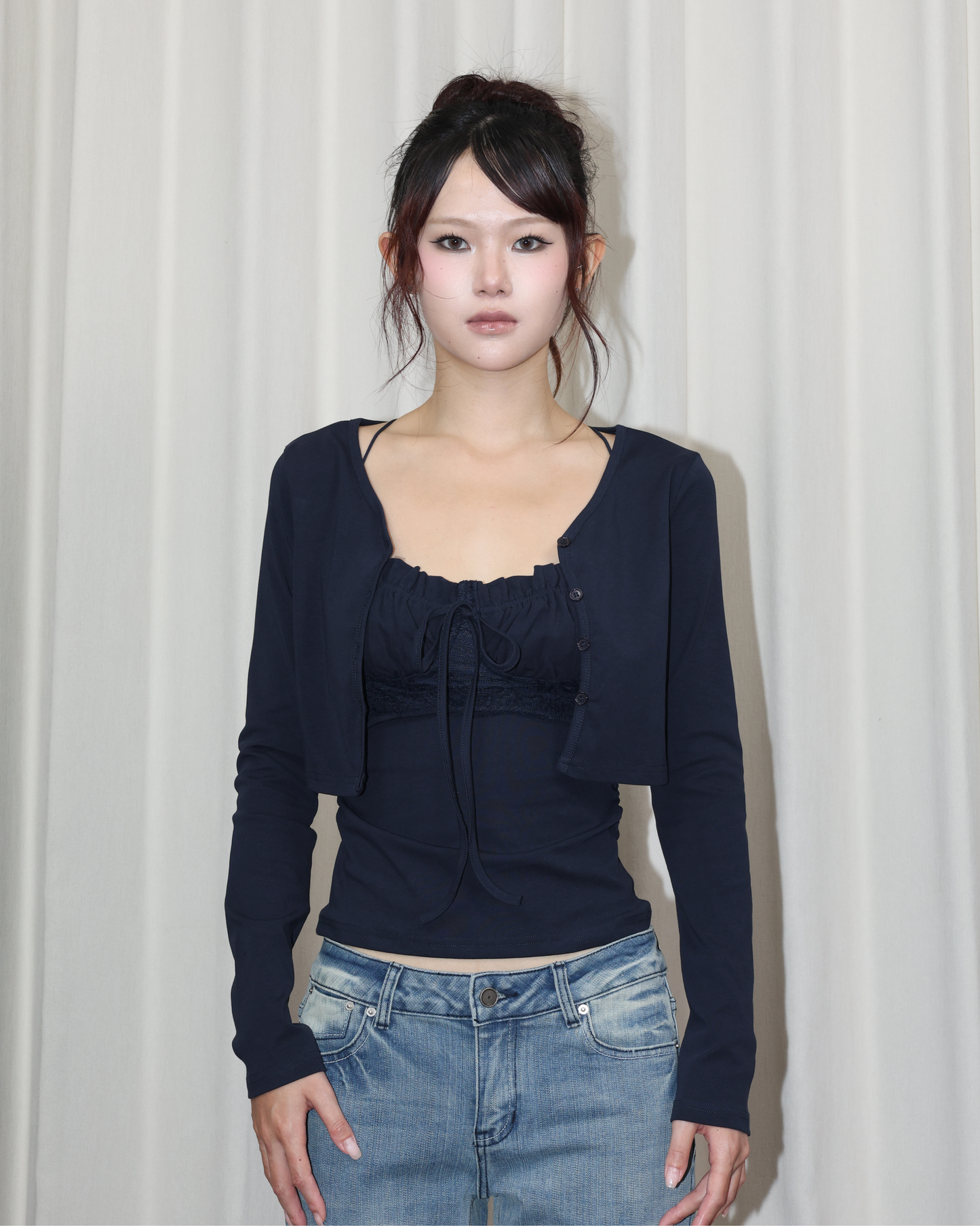 26060 - 蕾絲拼接背心＋排扣小外套