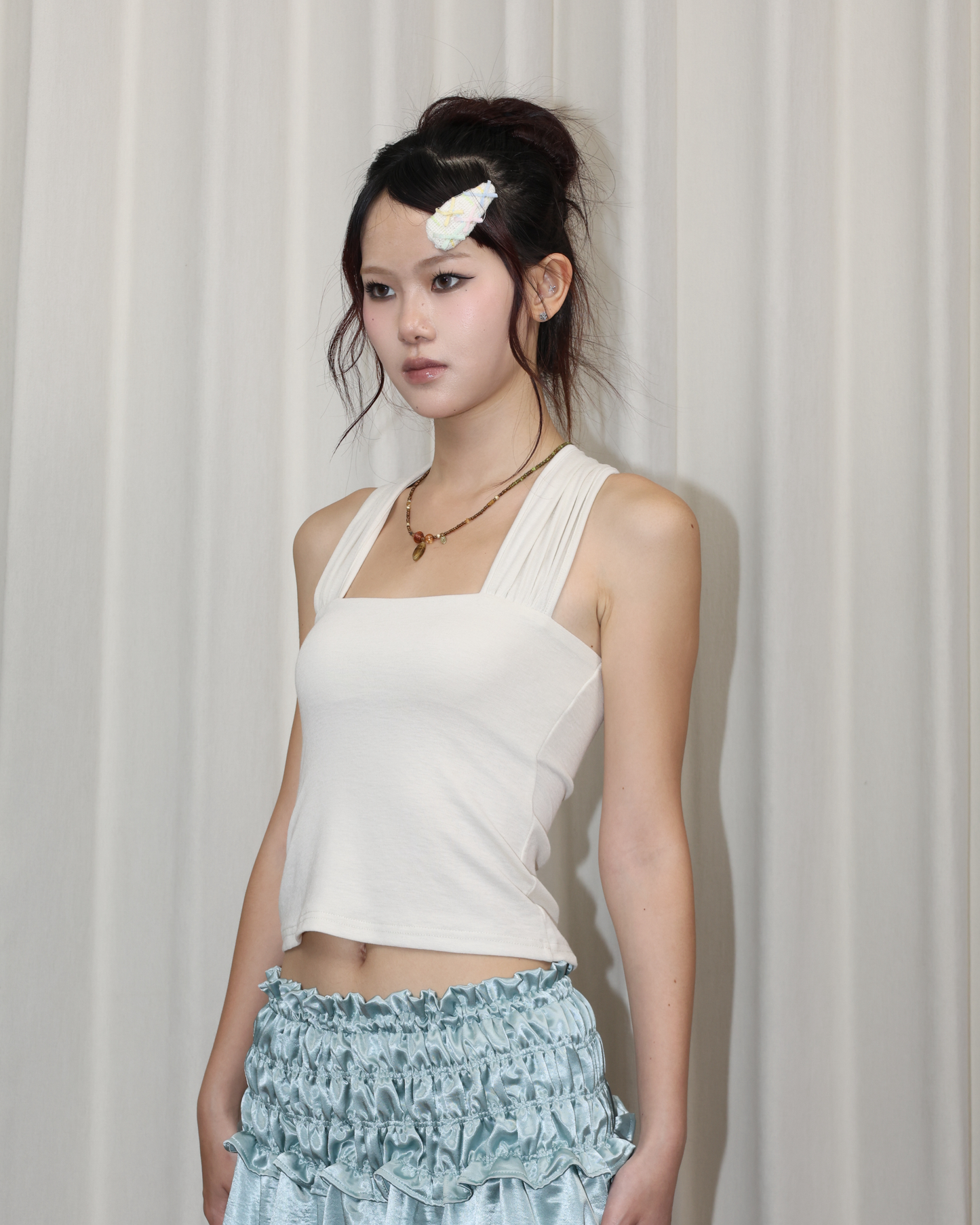 26056(2color) - 米 正反兩穿金屬扣修身背心