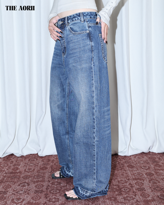 26020 - 做舊毛邊直筒牛仔褲