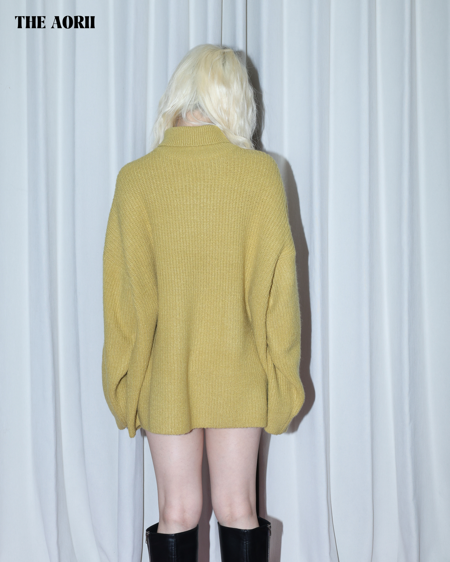 KR25004(2color) - 黃 "正韓"小高領針織毛衣