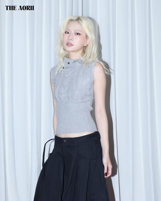 25281 - 反折鈕扣針織背心