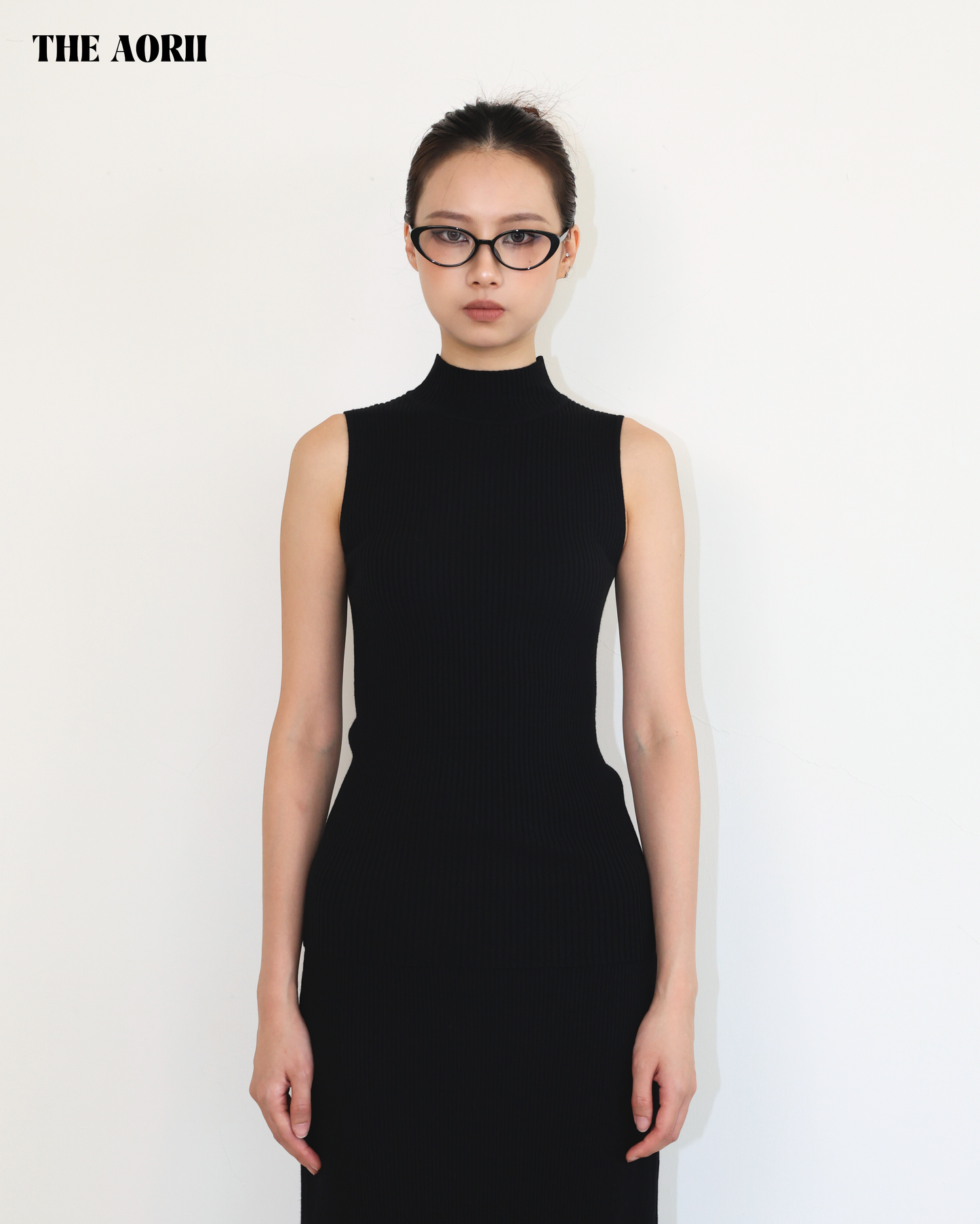 25251 - 小高領針織背心長裙套裝