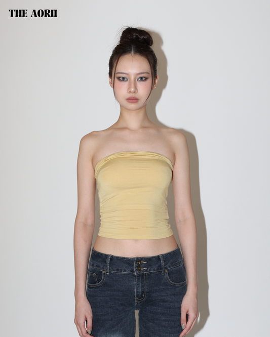 25184(2color) - 黃 不規則反折Bra Top