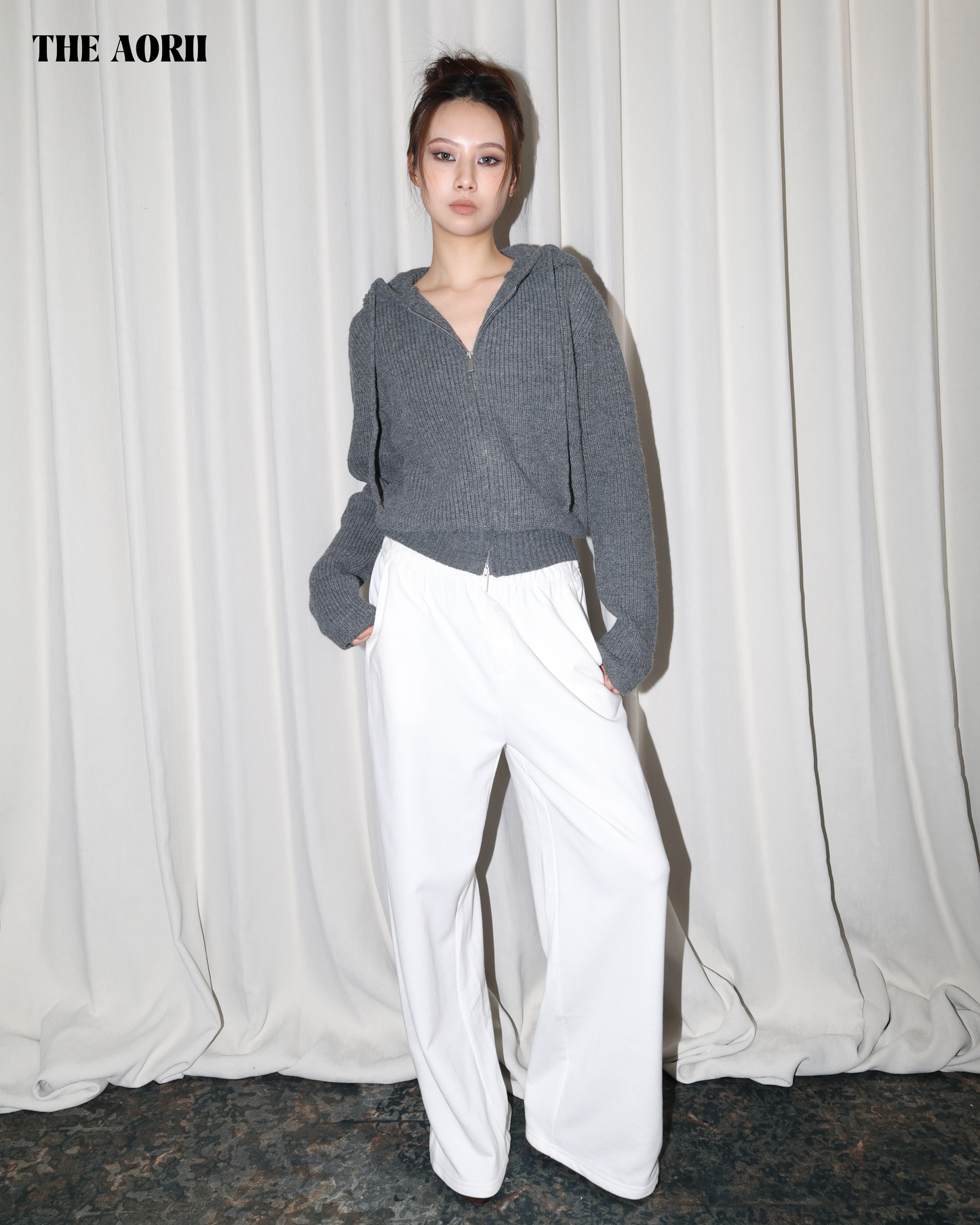 25229(2color) - 白 假排扣棉褲