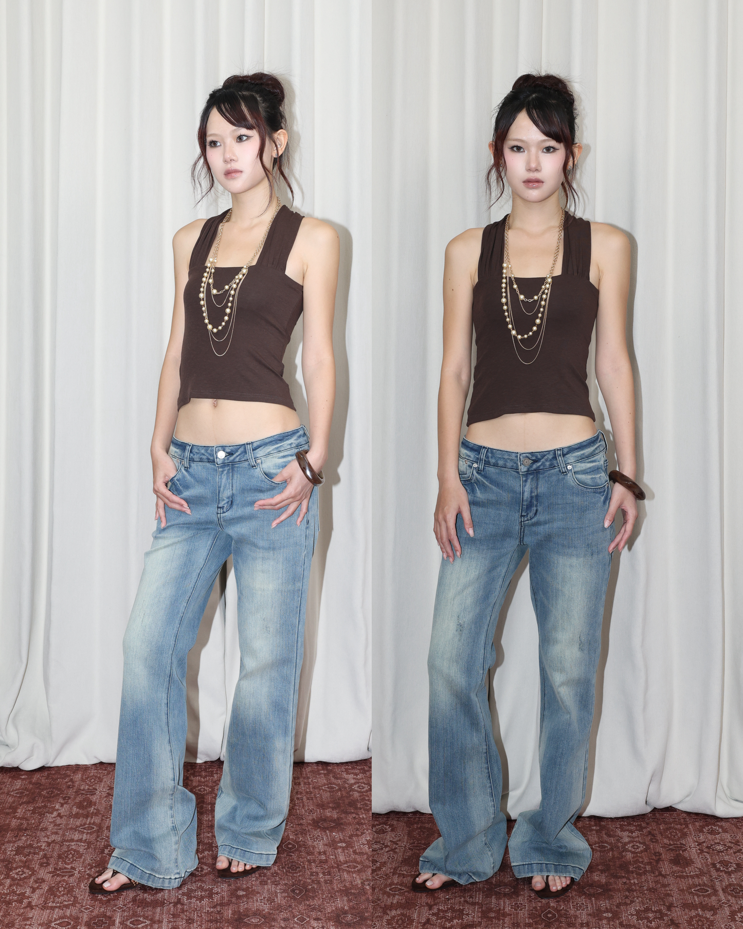 26056(2color) - 棕 正反兩穿金屬扣修身背心