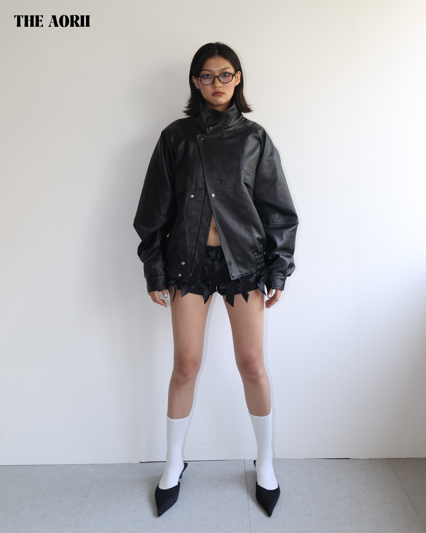 25249 - 立領皮革外套