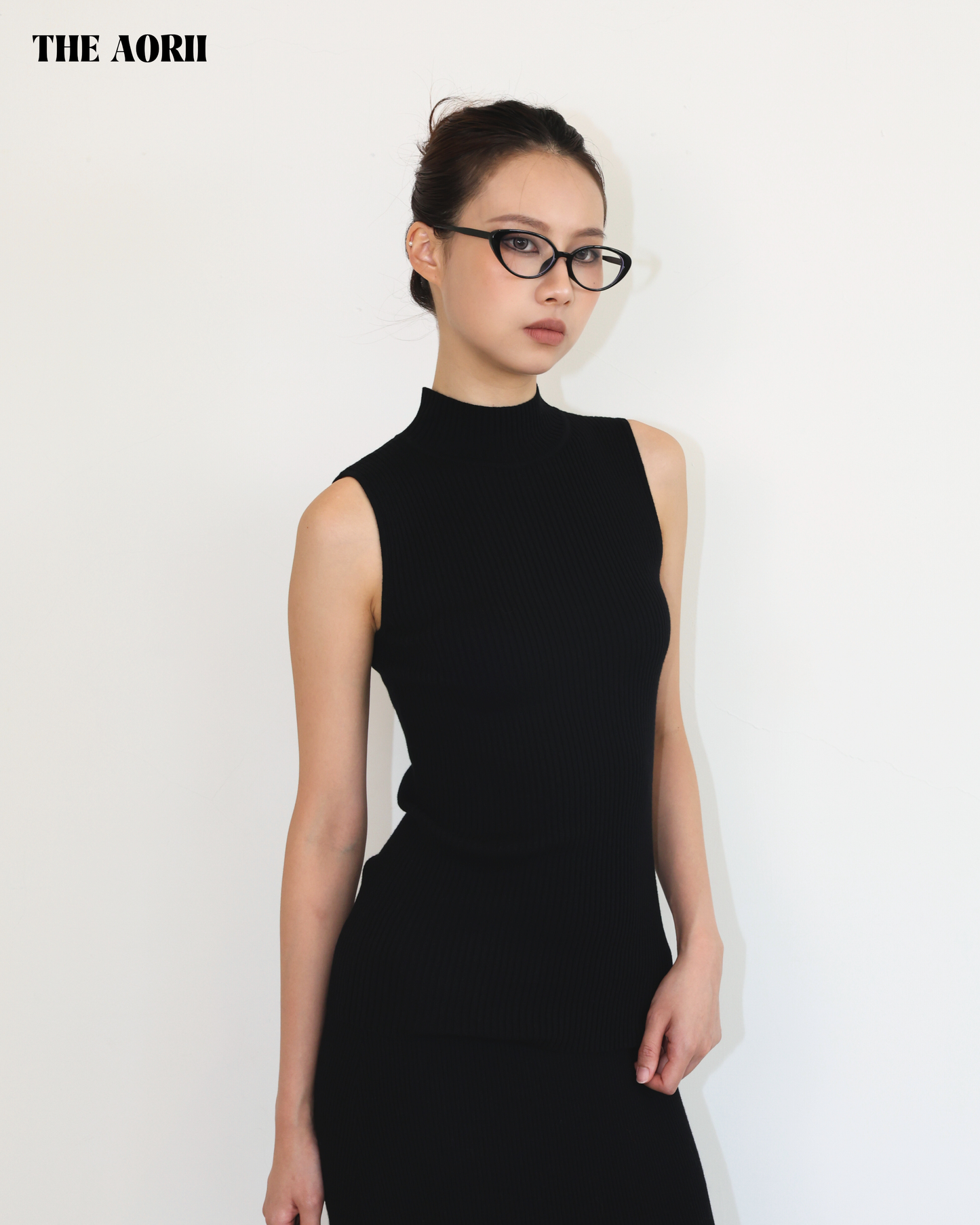 25251 - 小高領針織背心長裙套裝