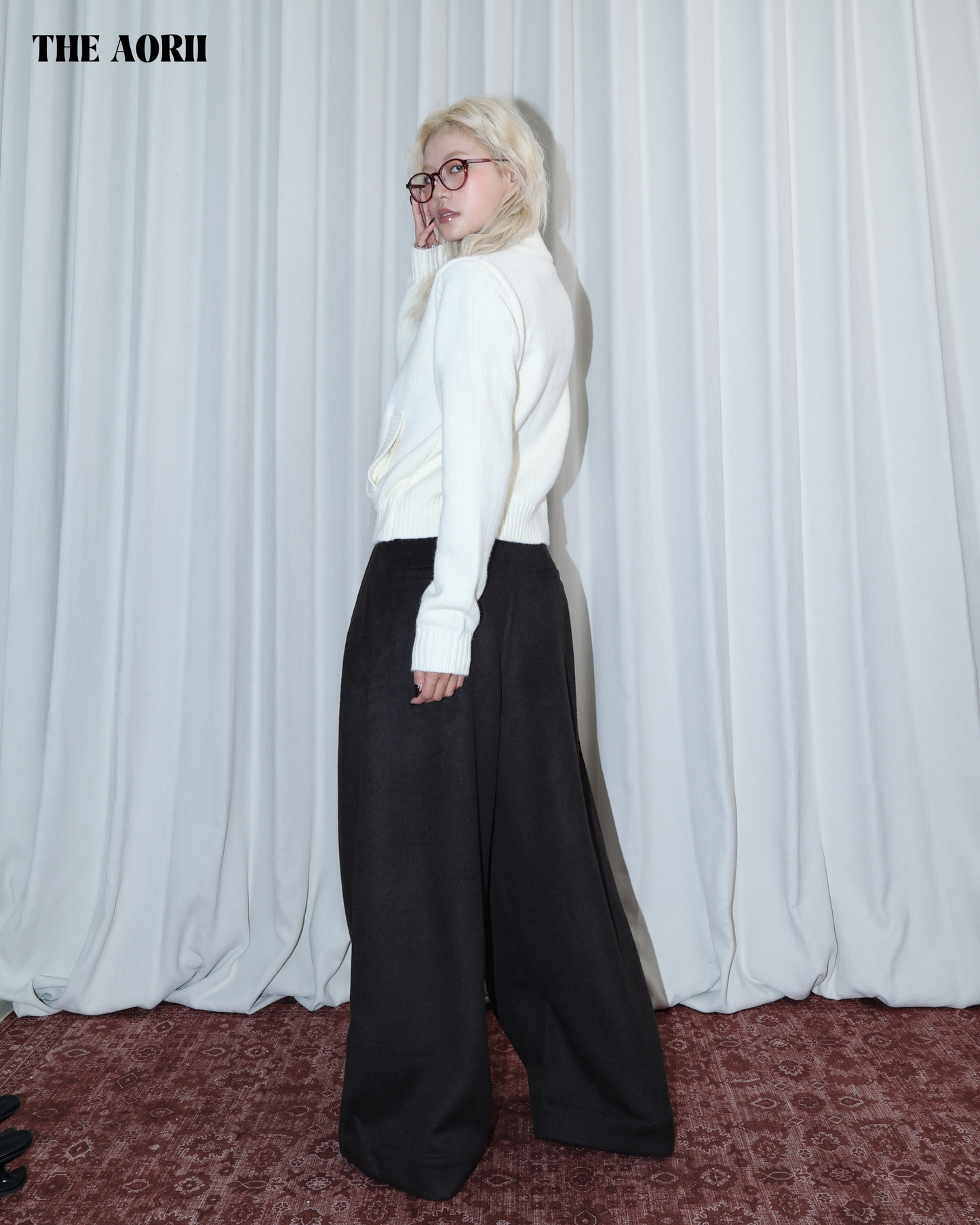 26024 (2color) - 白 15%羊毛立領拉鍊外套