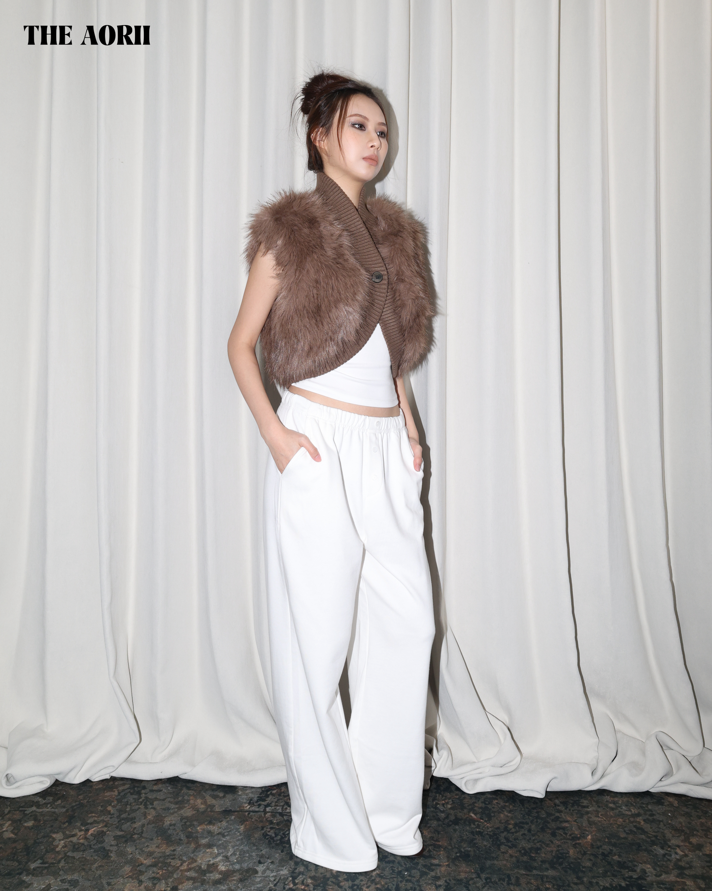 25229(2color) - 白 假排扣棉褲