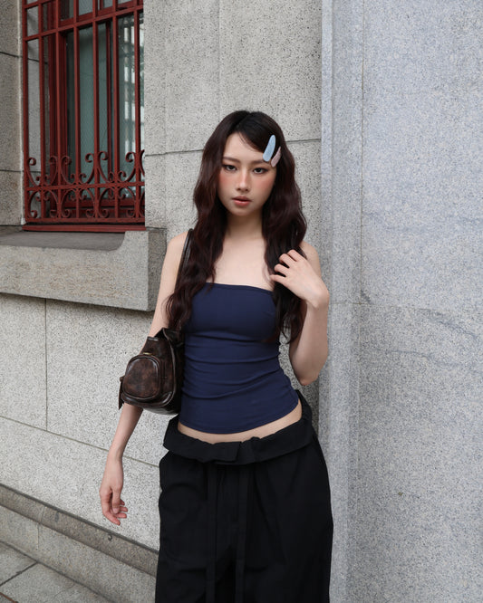 25121(3color) - 藏藍 平口緊身Bra top (薄胸墊)