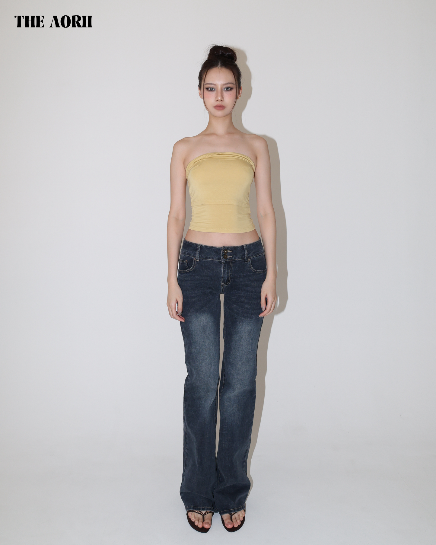 25184(2color) - 黃 不規則反折Bra Top