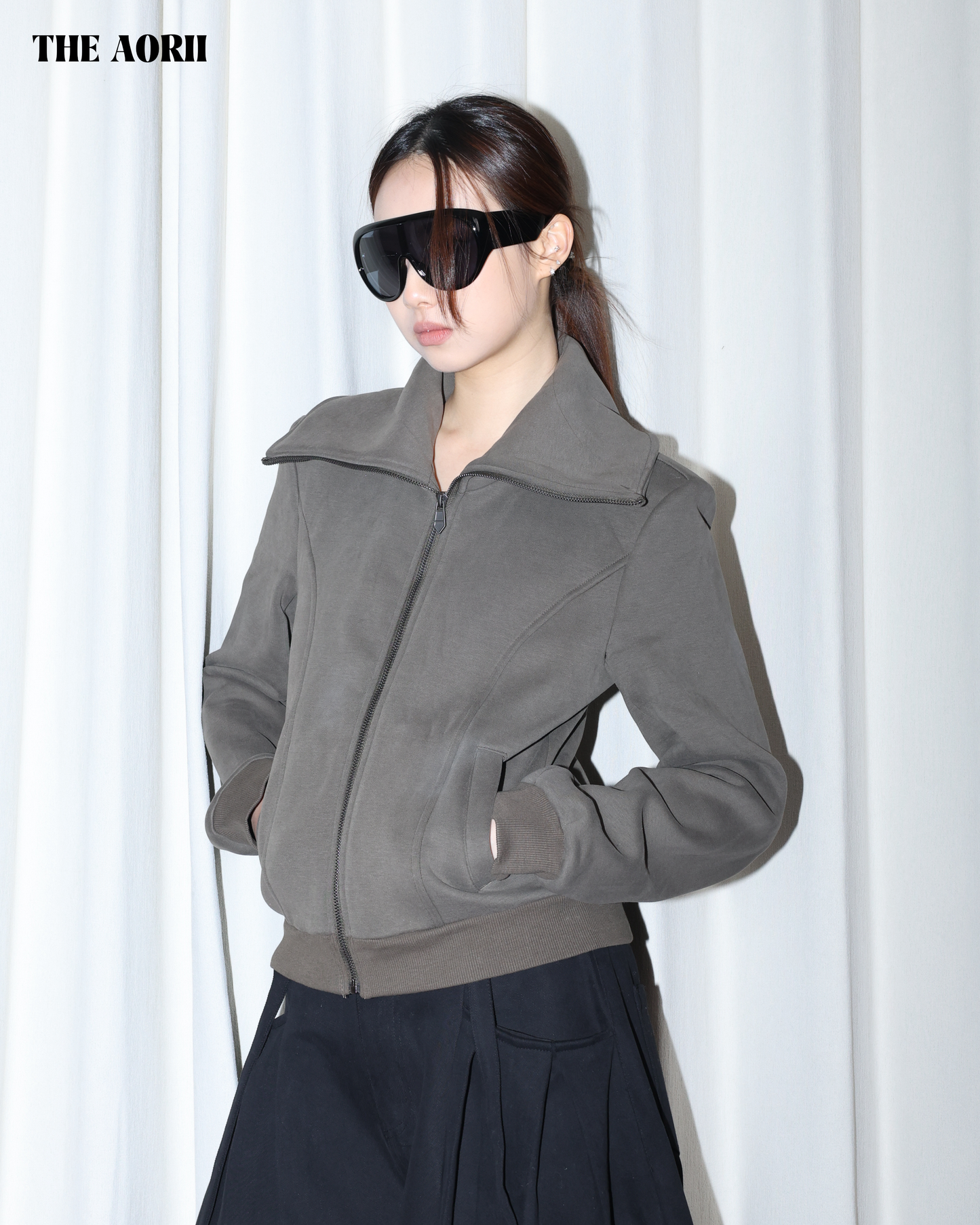 25284 - 立領修身正肩刷毛外套