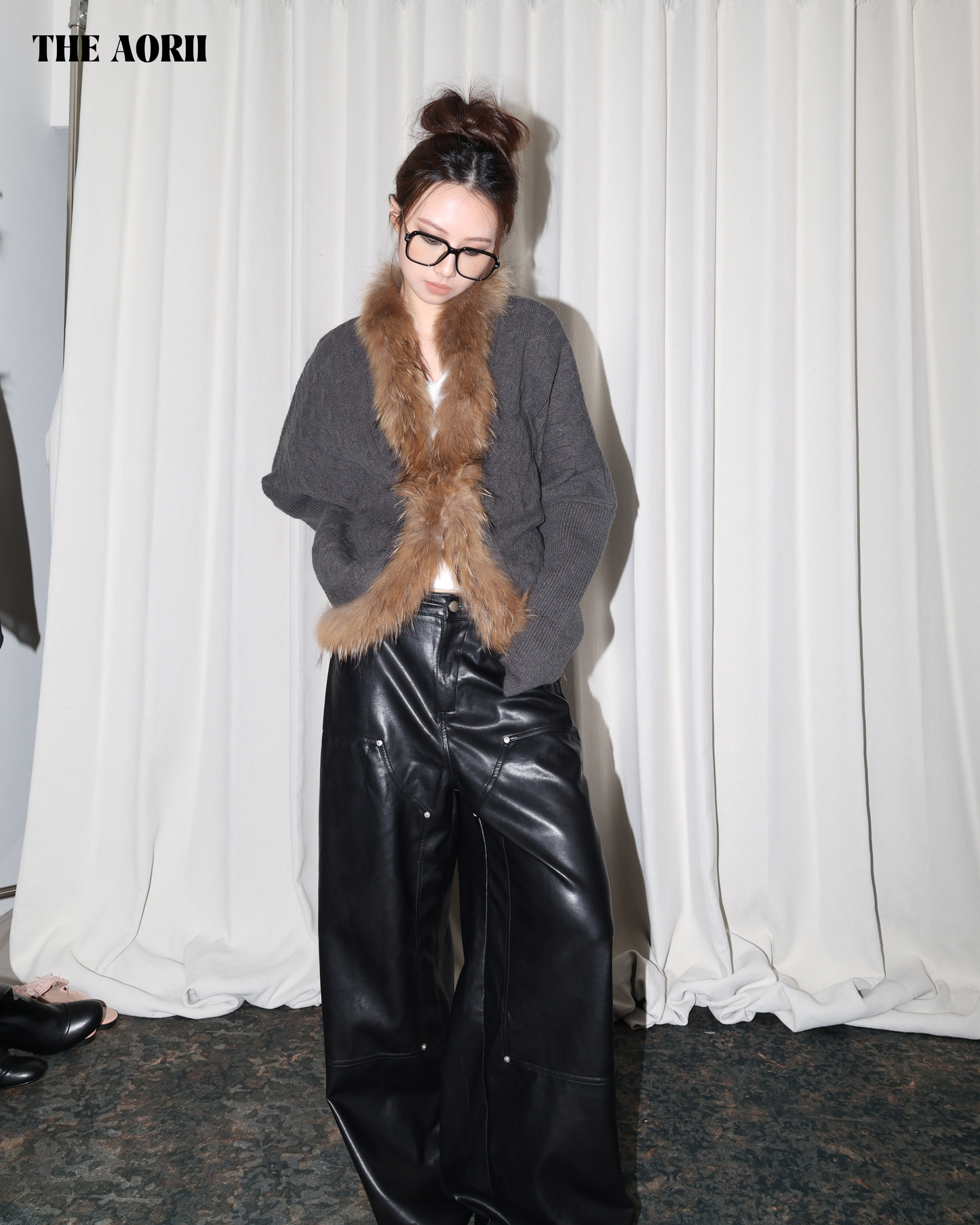 25268 - 毛毛蝙蝠袖針織外套