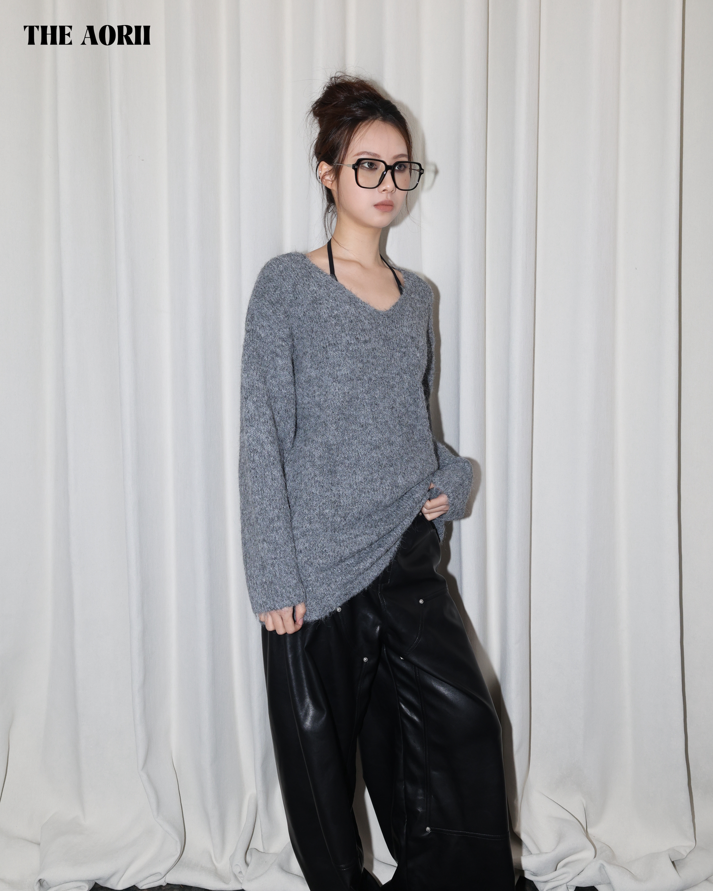 25241 - Ｖ領針織毛衣＋披肩