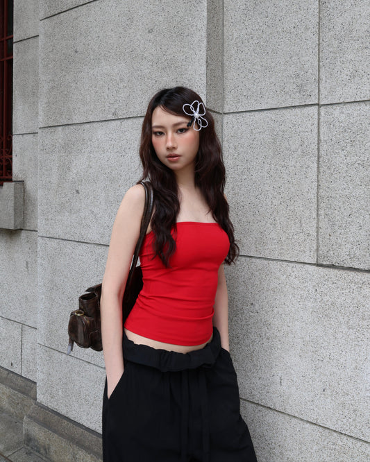 25121(3color) - 紅 平口緊身Bra top (薄胸墊)