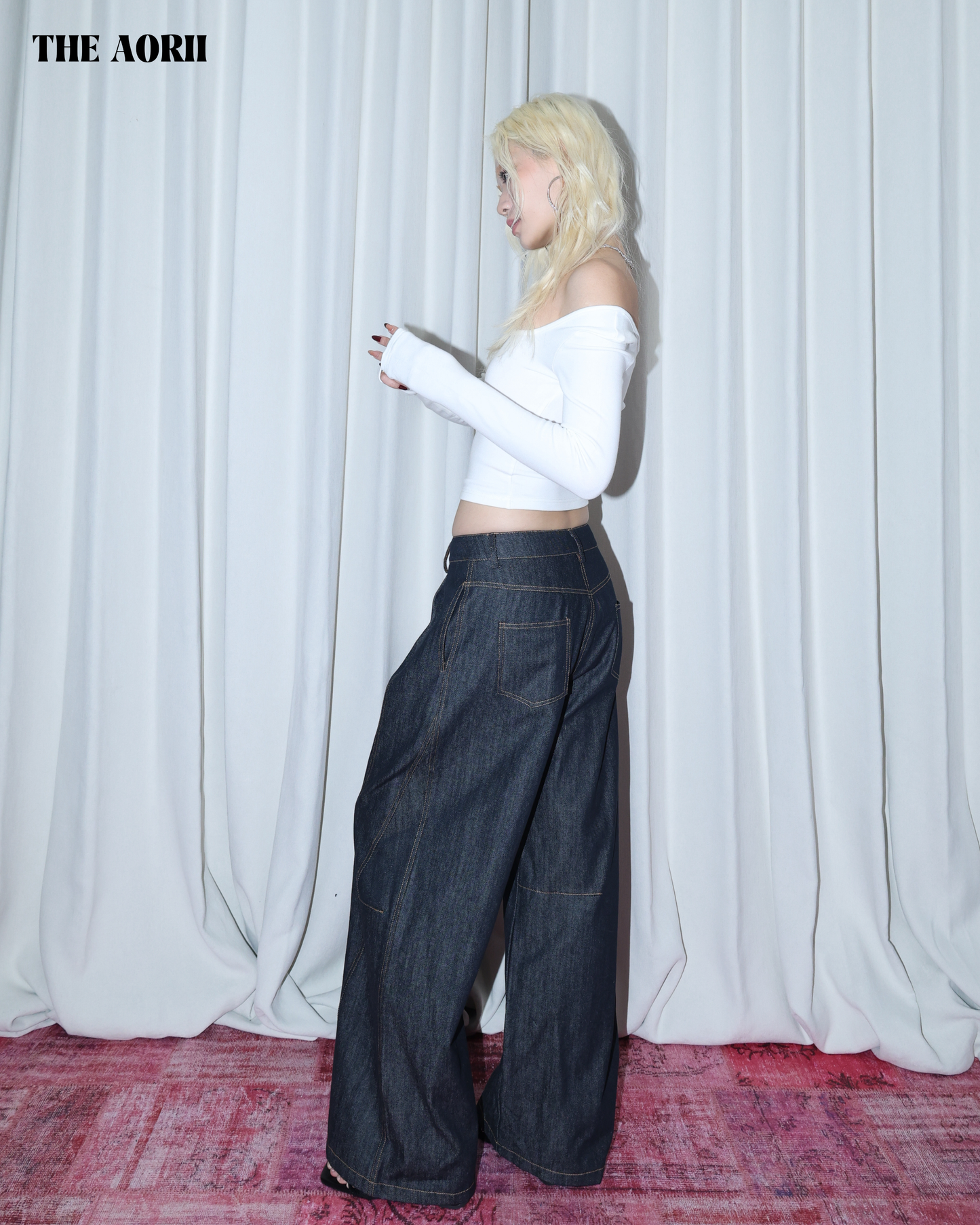 25277(4color) -  白 方領修上刷毛長袖上衣（薄款）