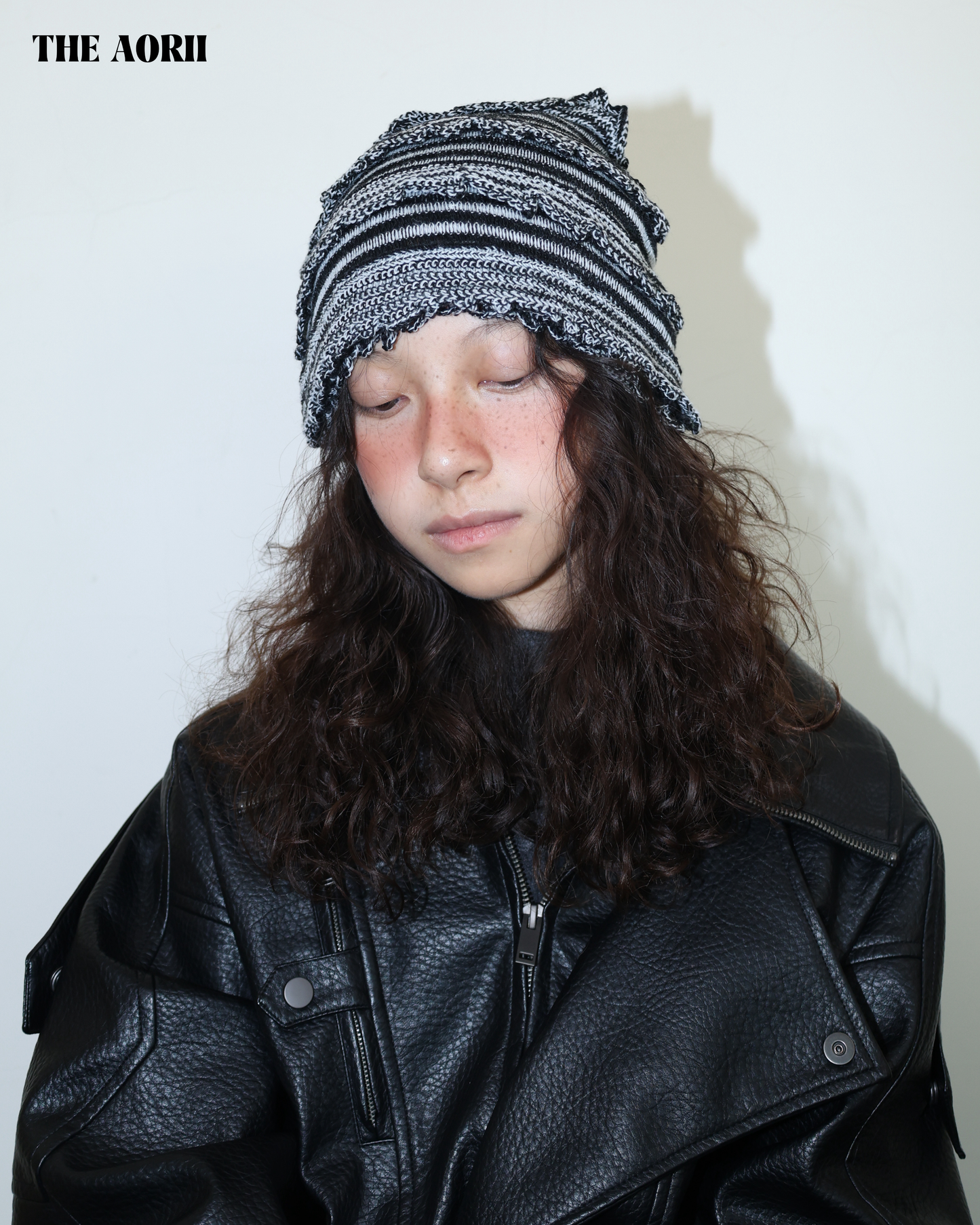 25274(3color) - 白 30%羊毛條紋針織帽