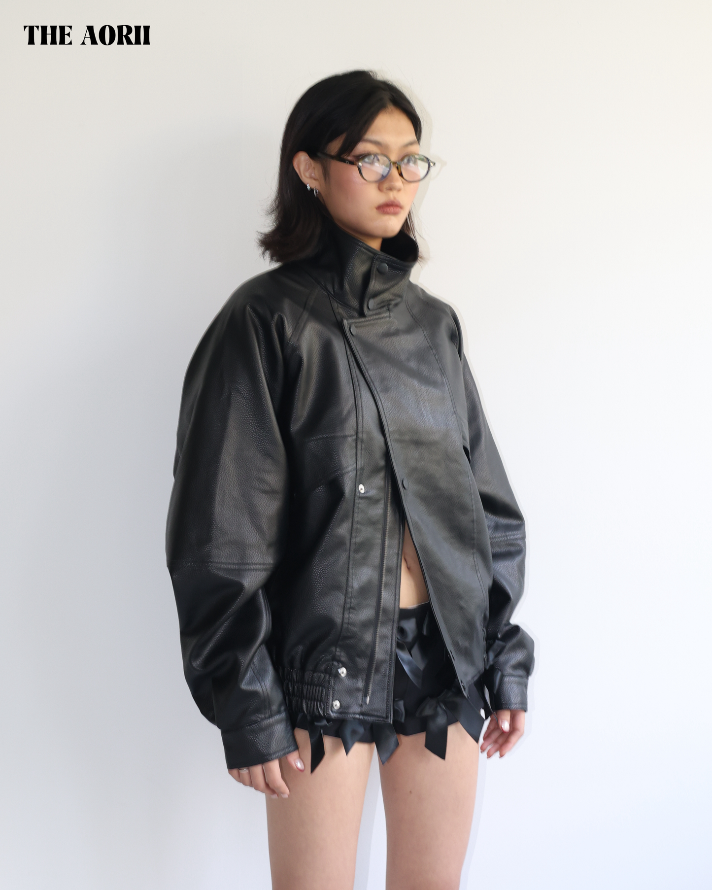 25249 - 立領皮革外套