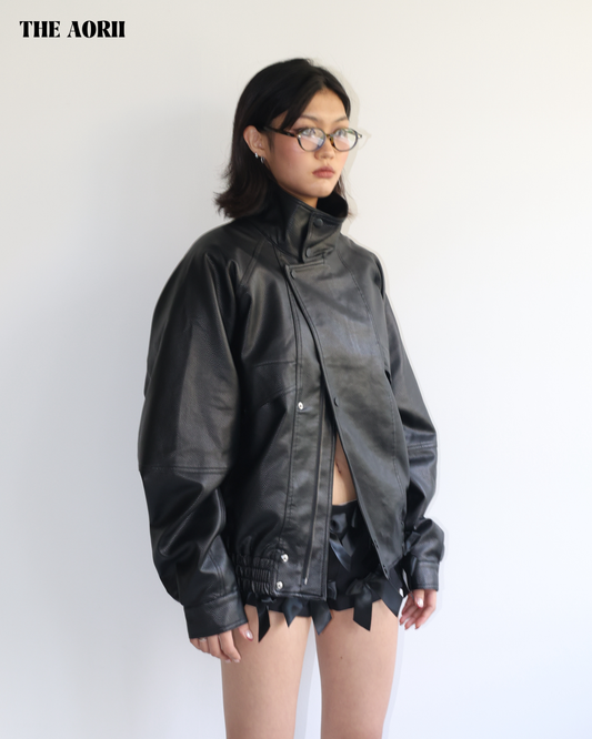 25249 - 立領皮革外套