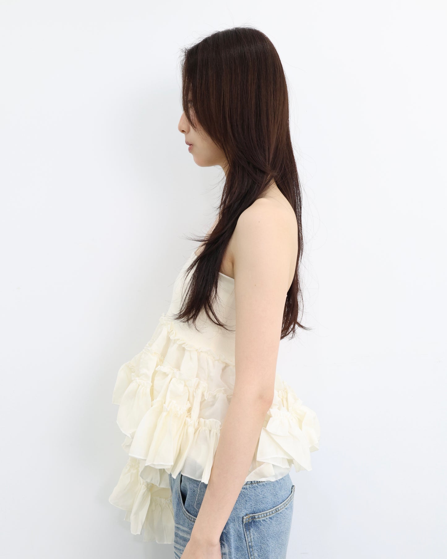 25080(2color) - 杏 兩穿抹胸蛋糕短裙