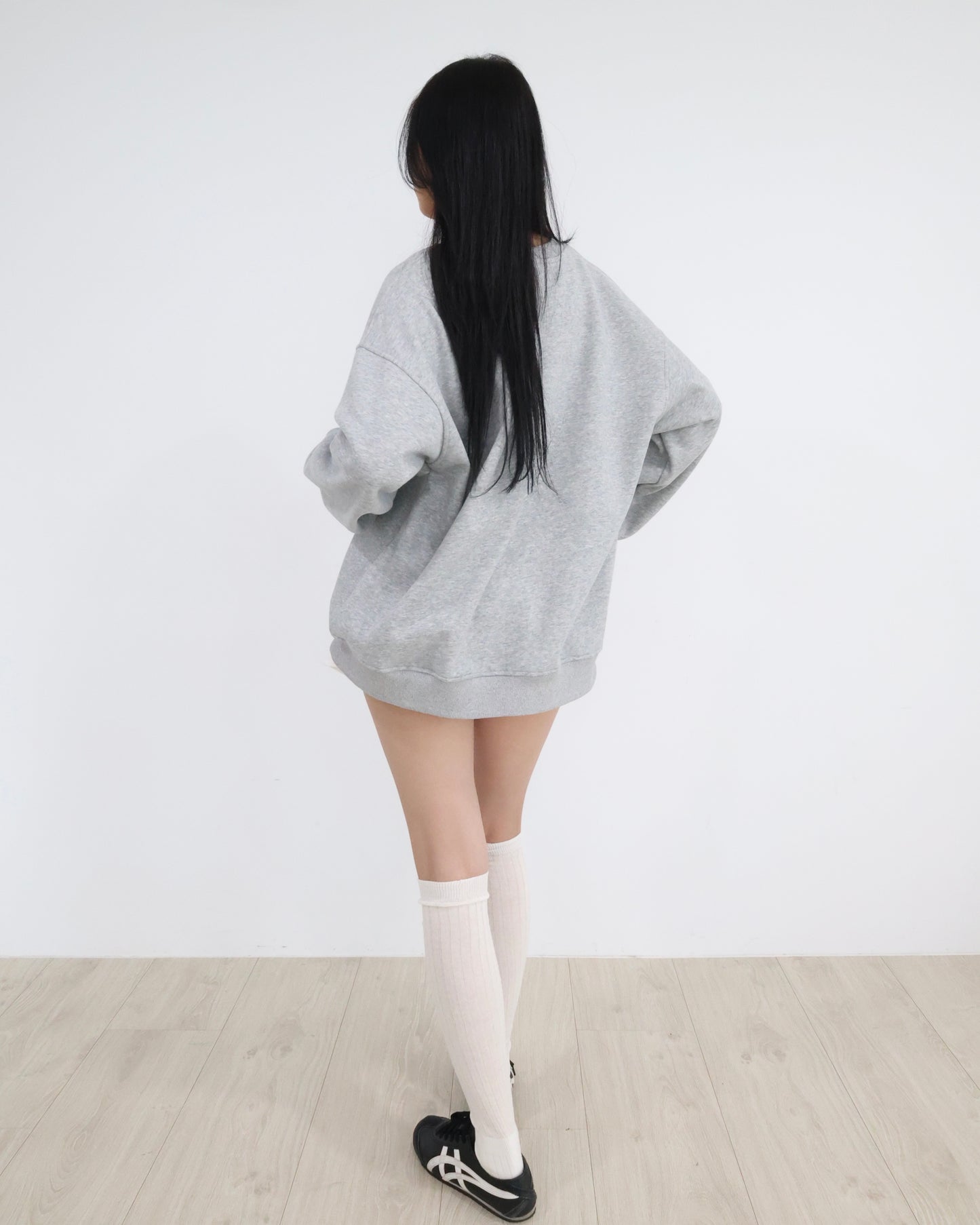 25024(2color) - 灰 超舒服加絨圓領長袖衛衣